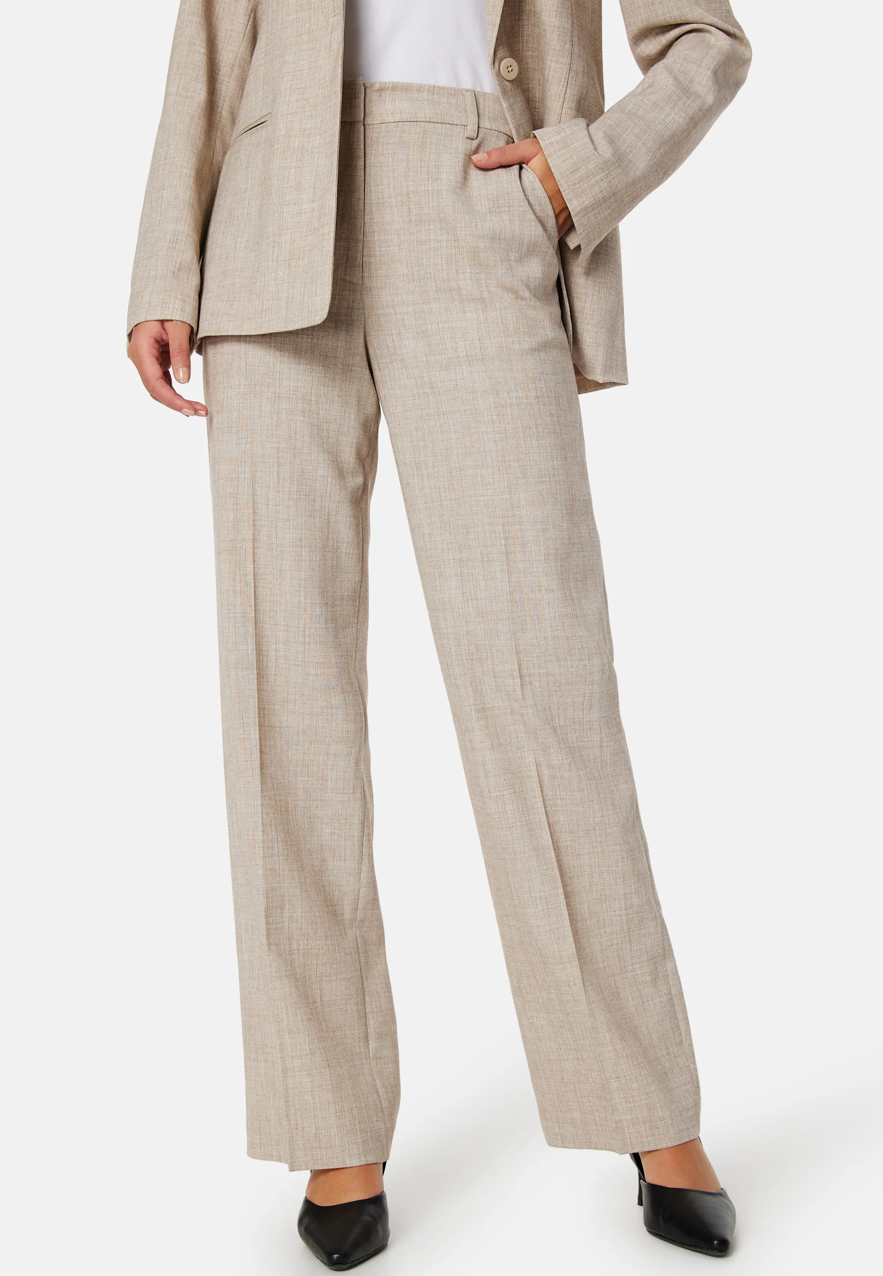High Waist Melange Suit Pants - Image 3