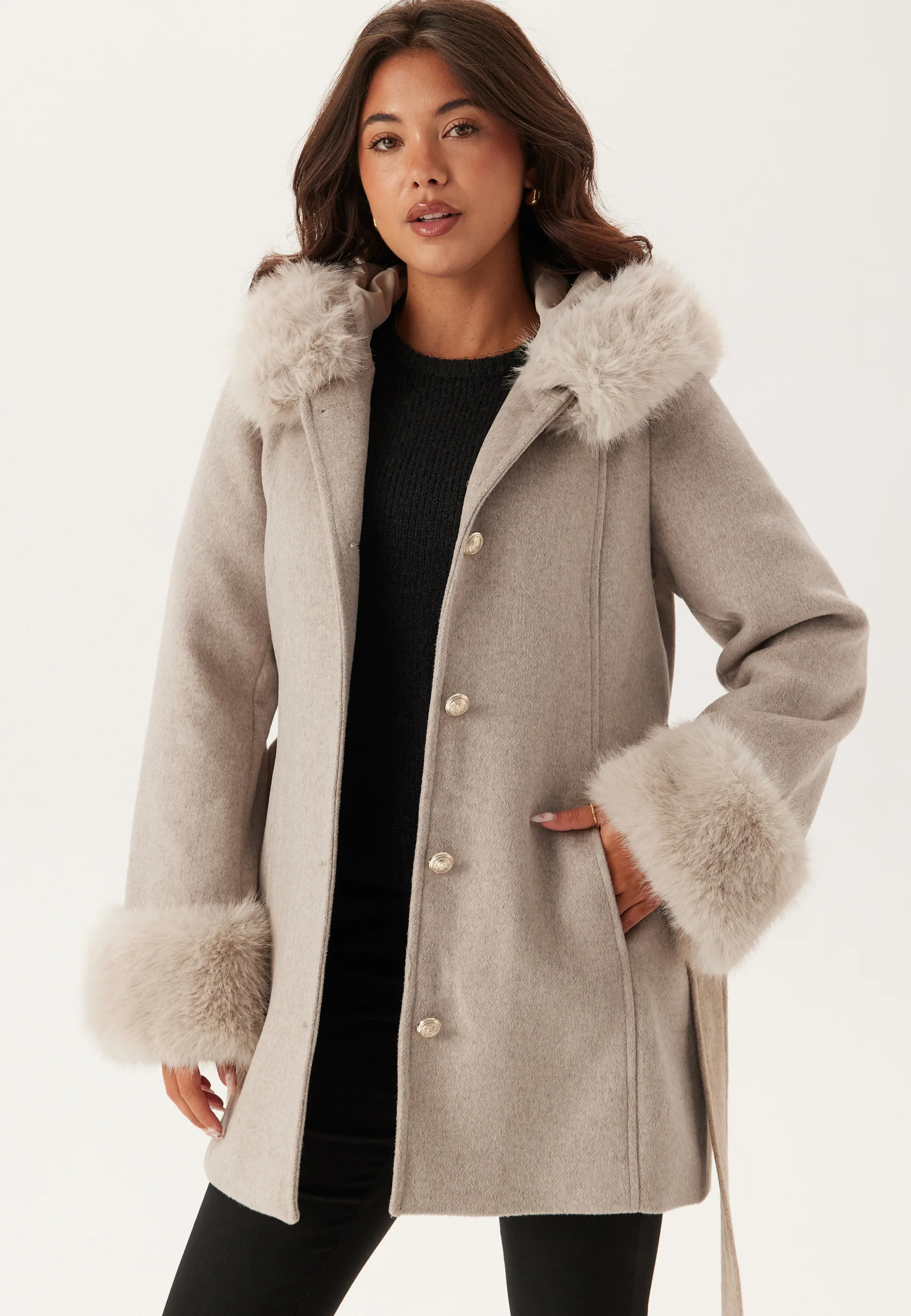 Hooded Wool Blend Coat - Image 2