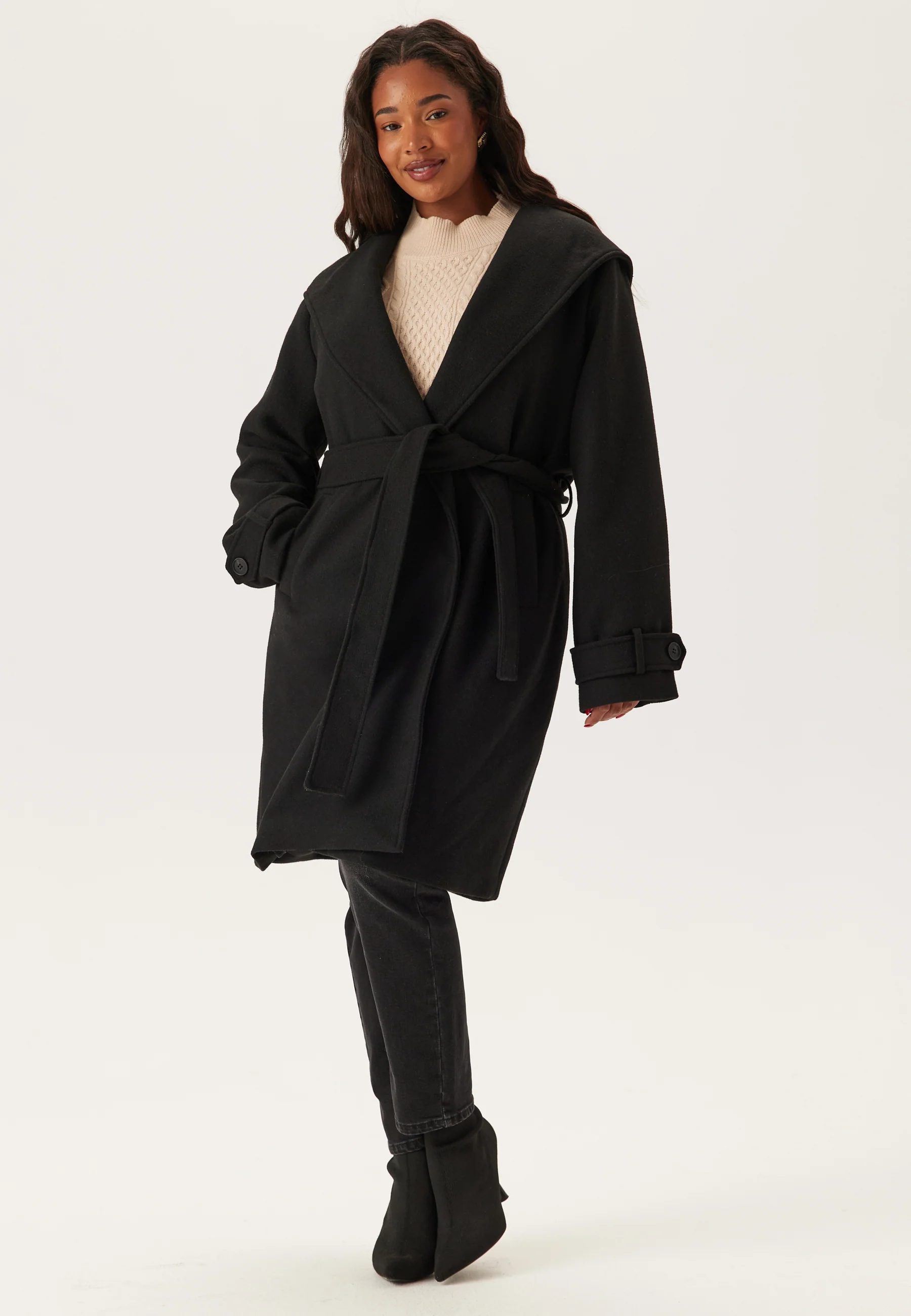 Hooded Wool Mix Coat - Image 7