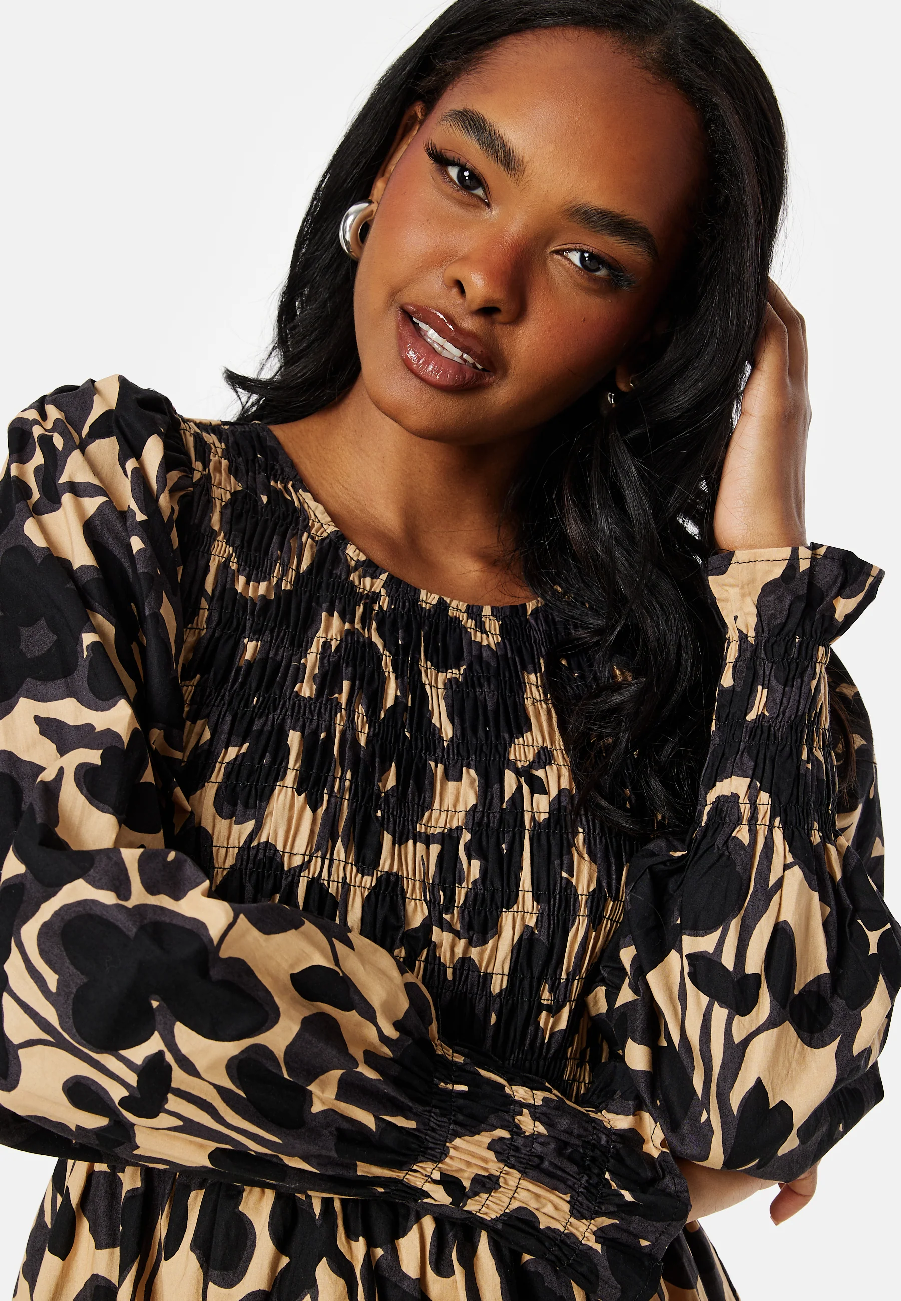 Jada L/S Midi Smock Dress - Image 4