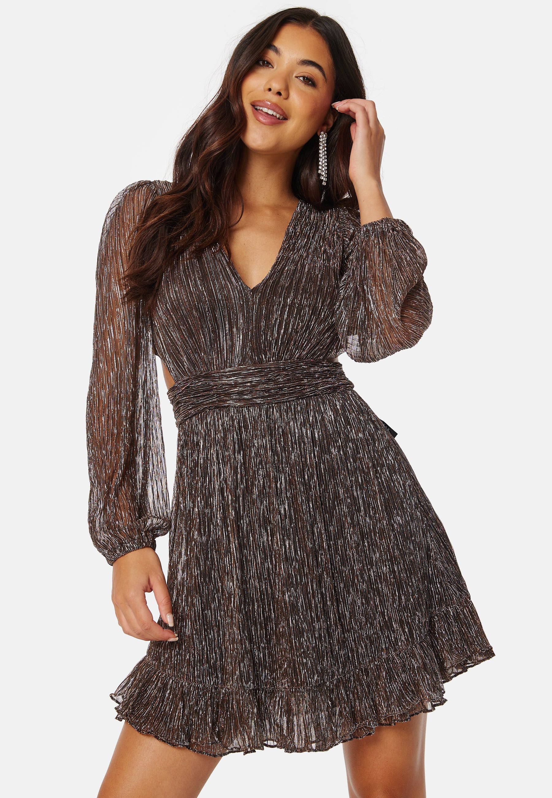 Kinsleigh Plisse Cut Out Mini Dress