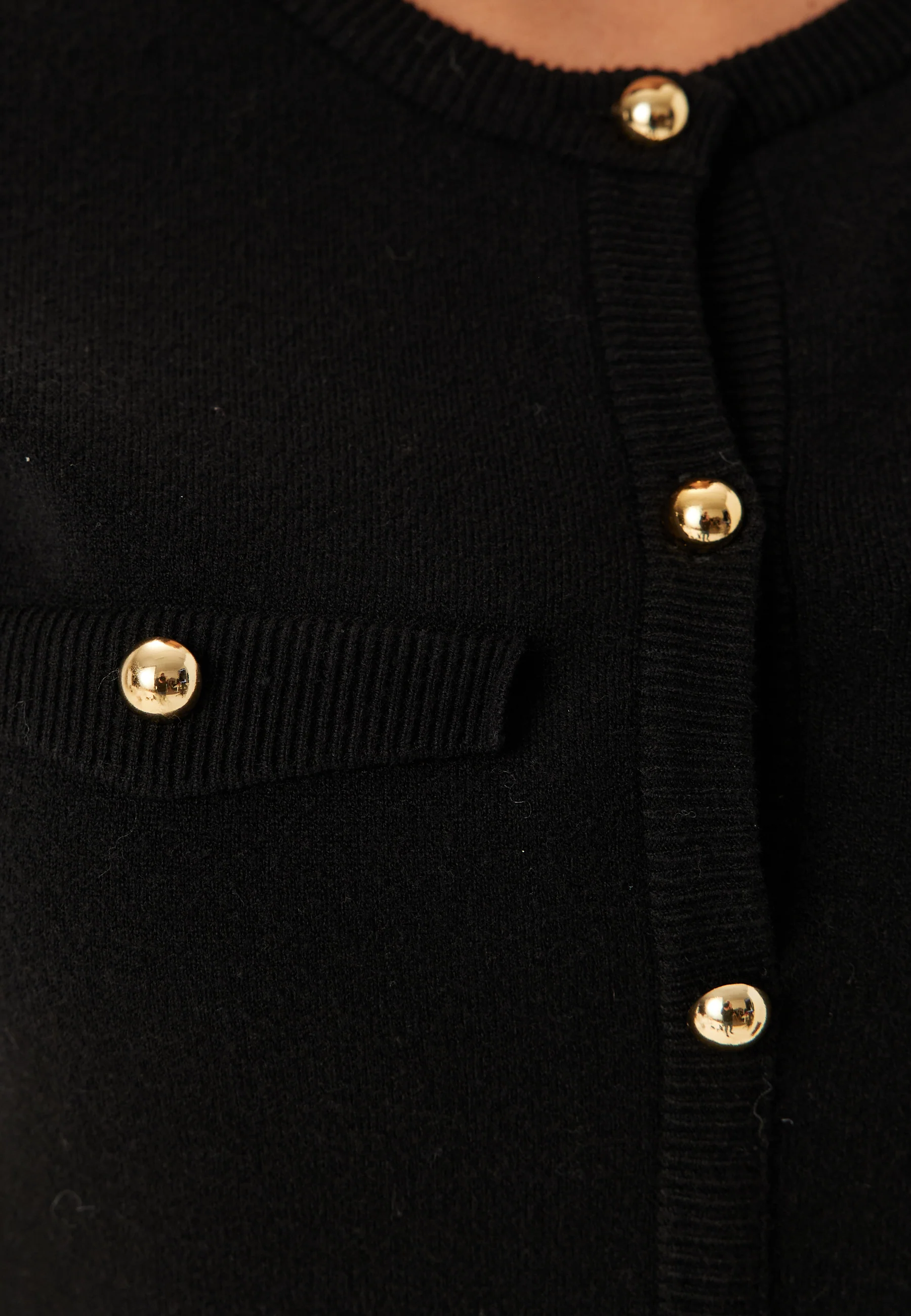 Knitted Gold Button Dress - Image 5
