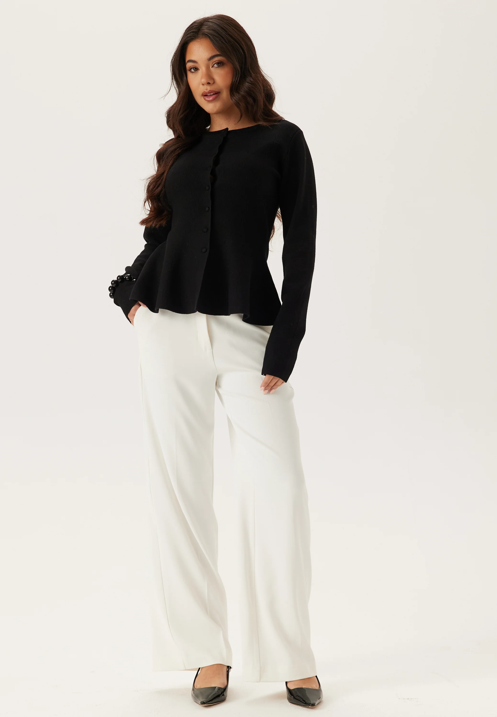 Knitted Peplum Cardigan - Image 4
