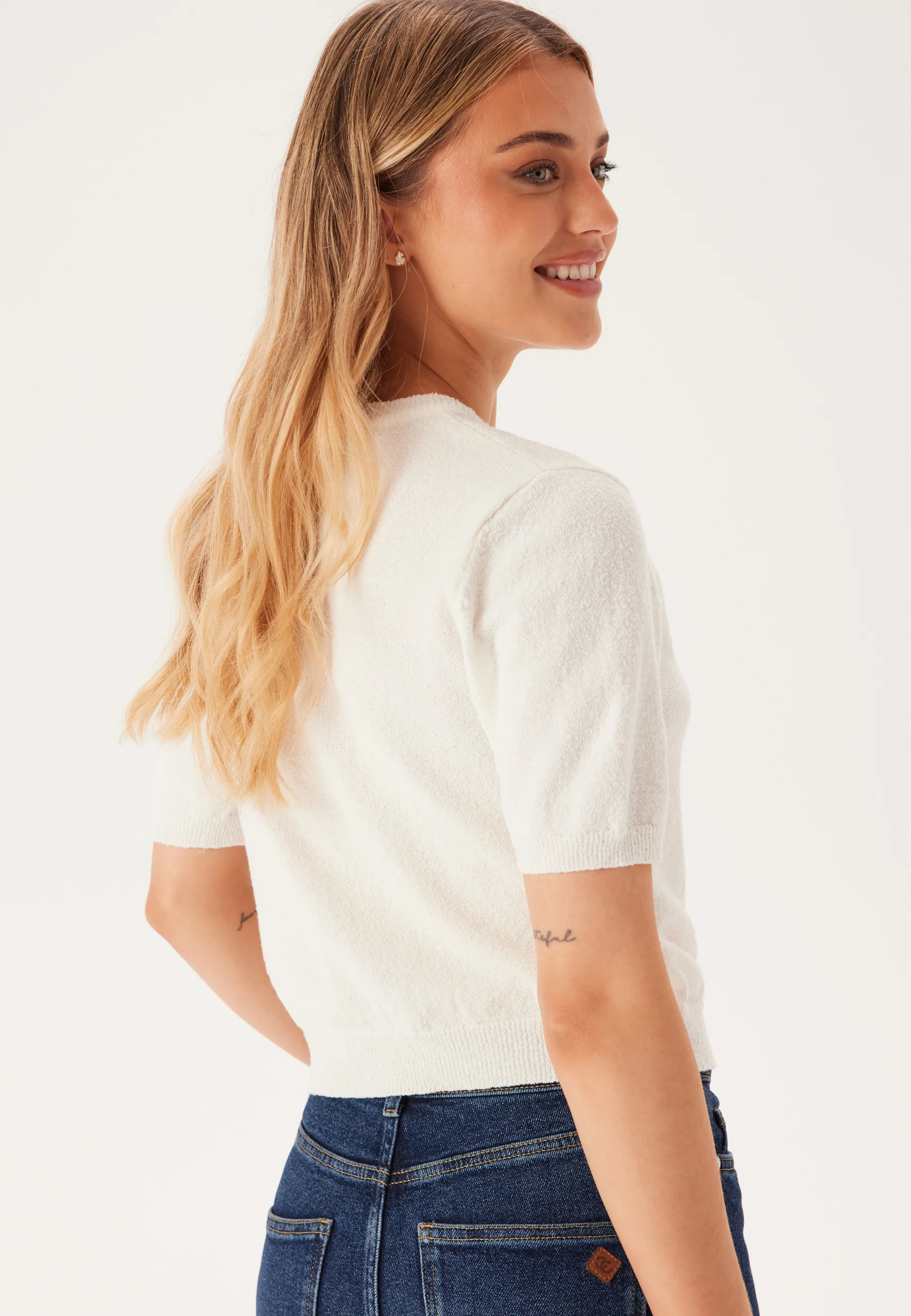 Knitted Short Sleeve Cardigan - Image 3