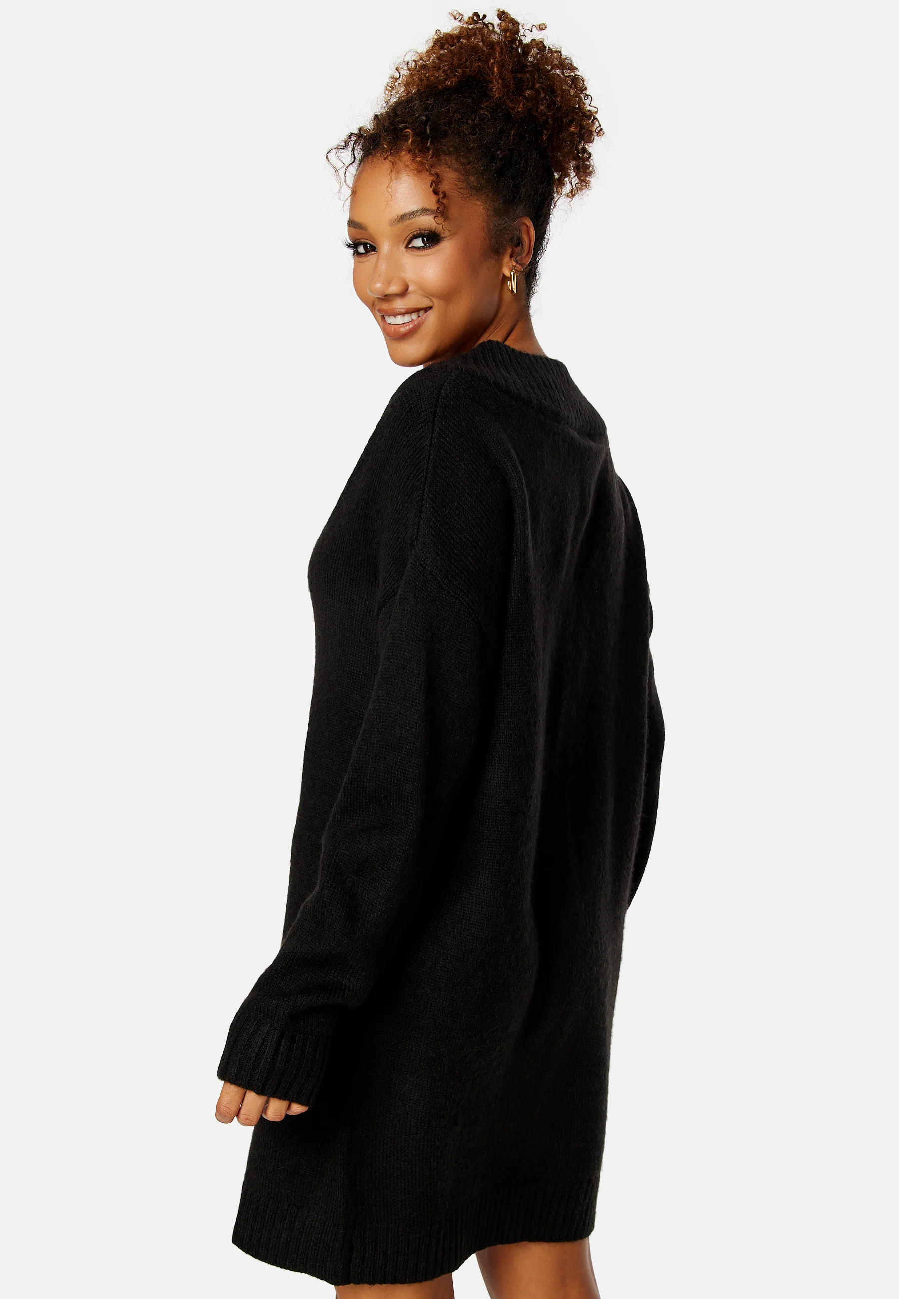 Knitted V-neck Sweater Dress - Image 3