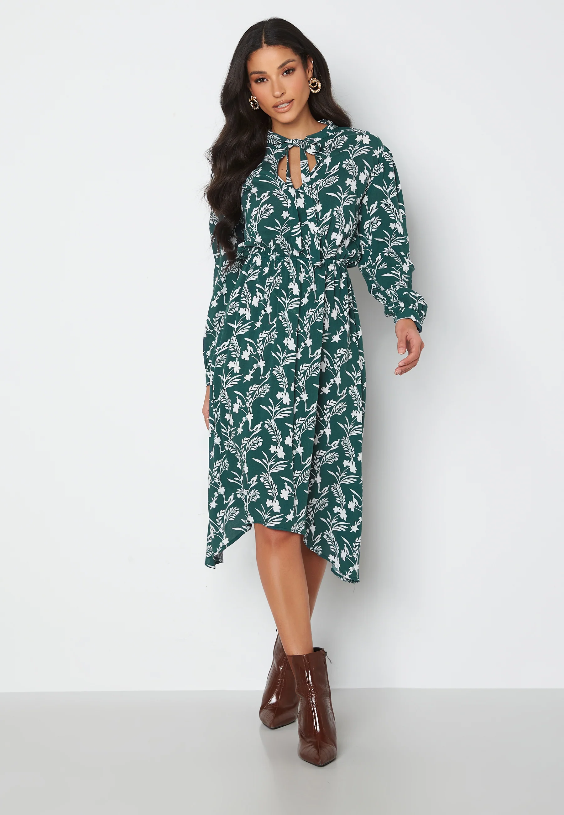 L/S String Printed Dress