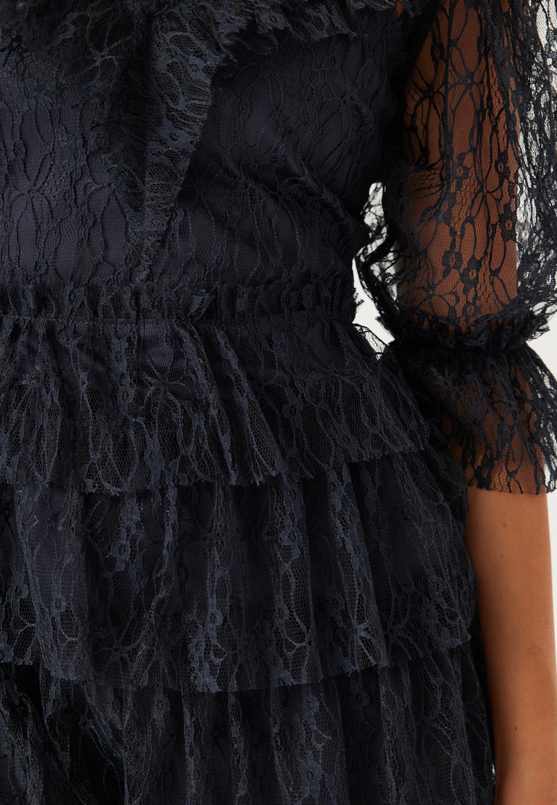Lace Frill Puff Sleeve Dress - Image 6