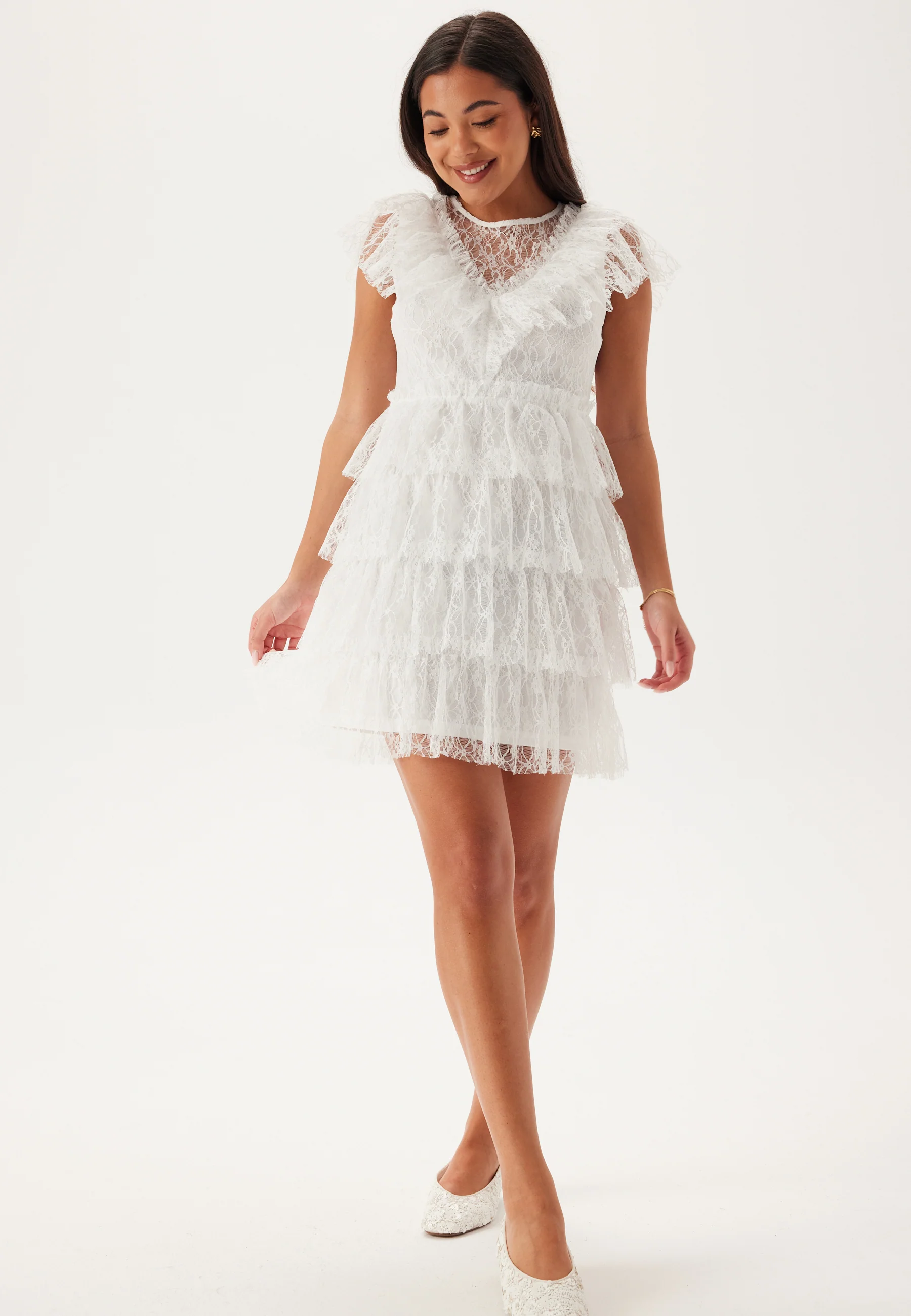 Lace Frill Short Dress
