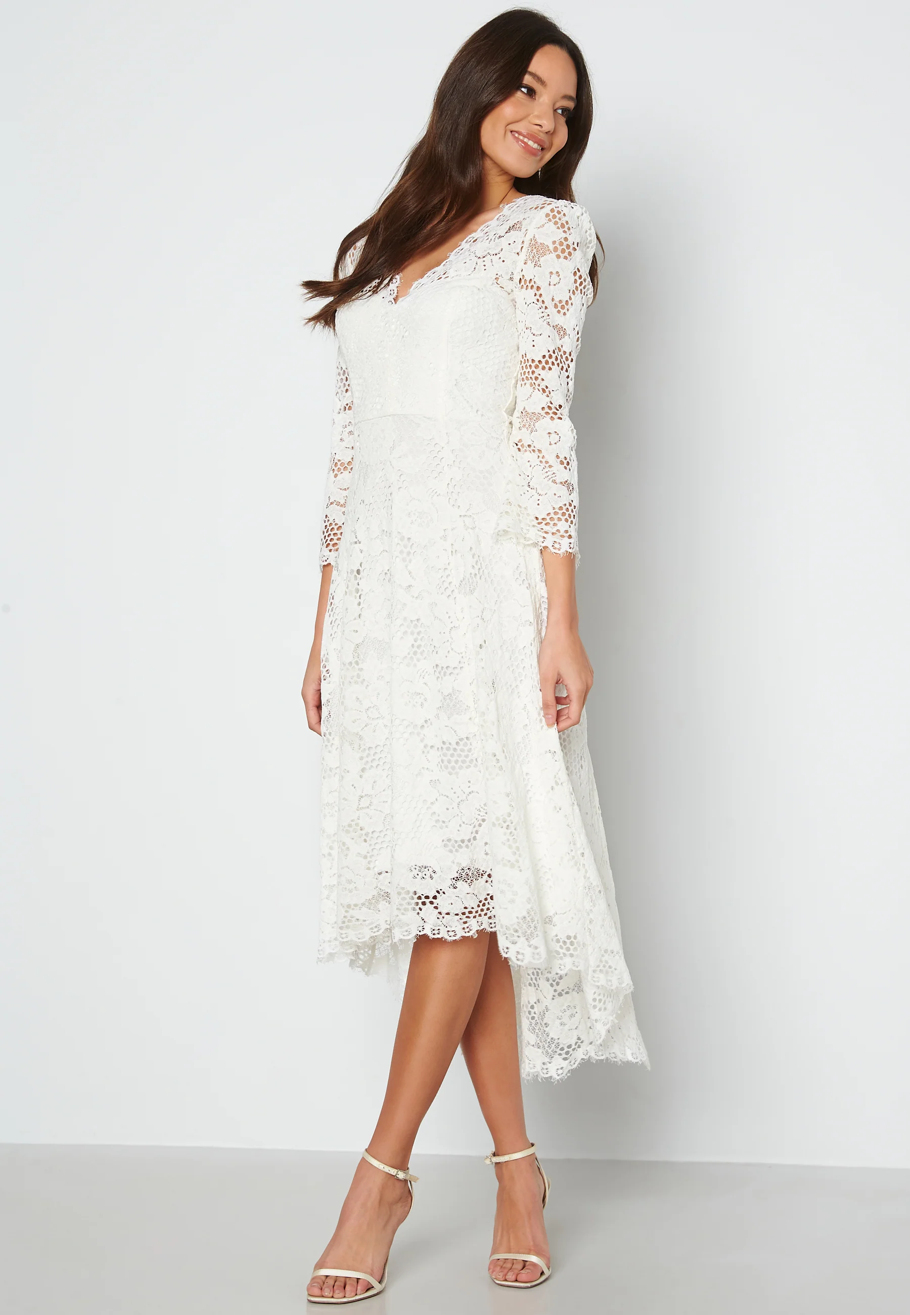 Lace High Low Midi Dress - Image 3