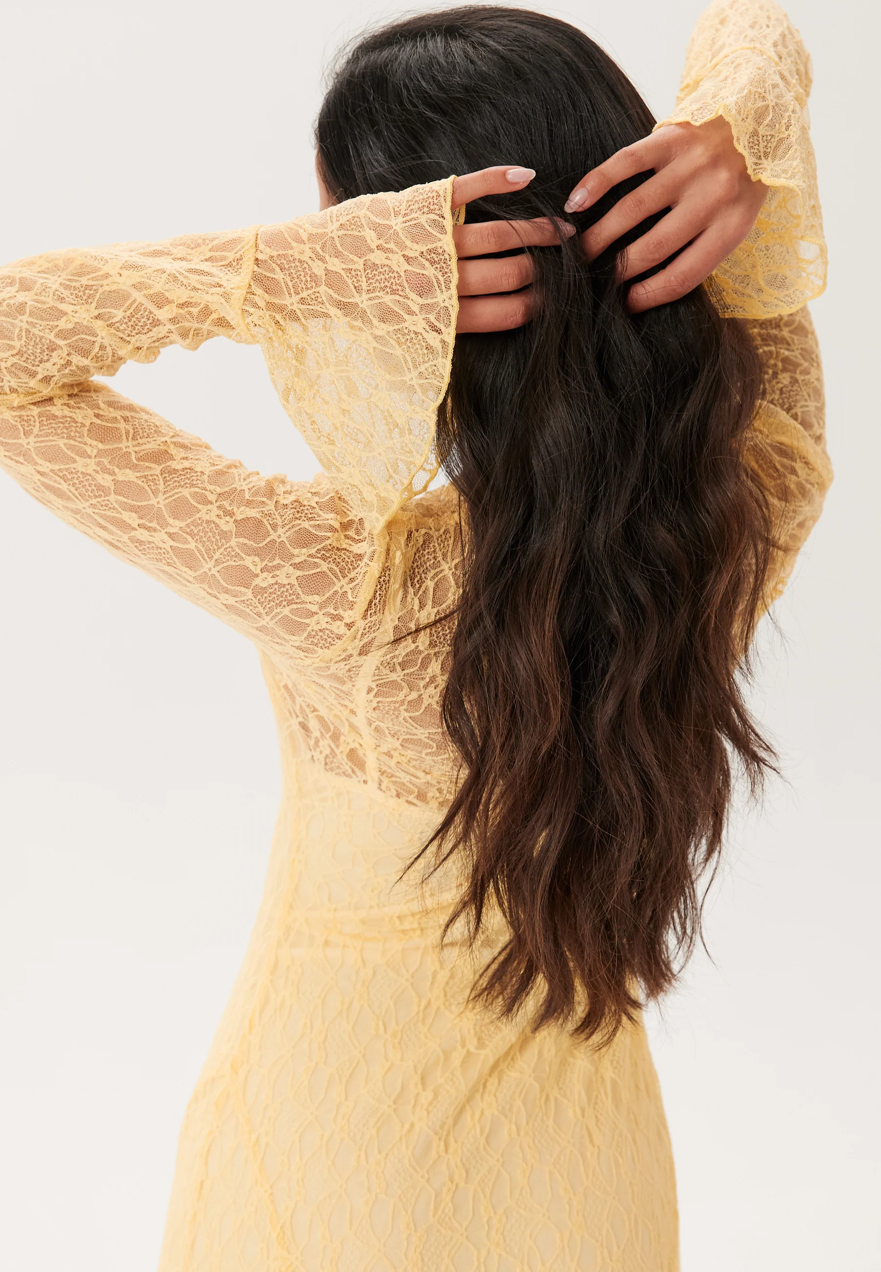 Lace Long Sleeve Ankle Dress - Image 9