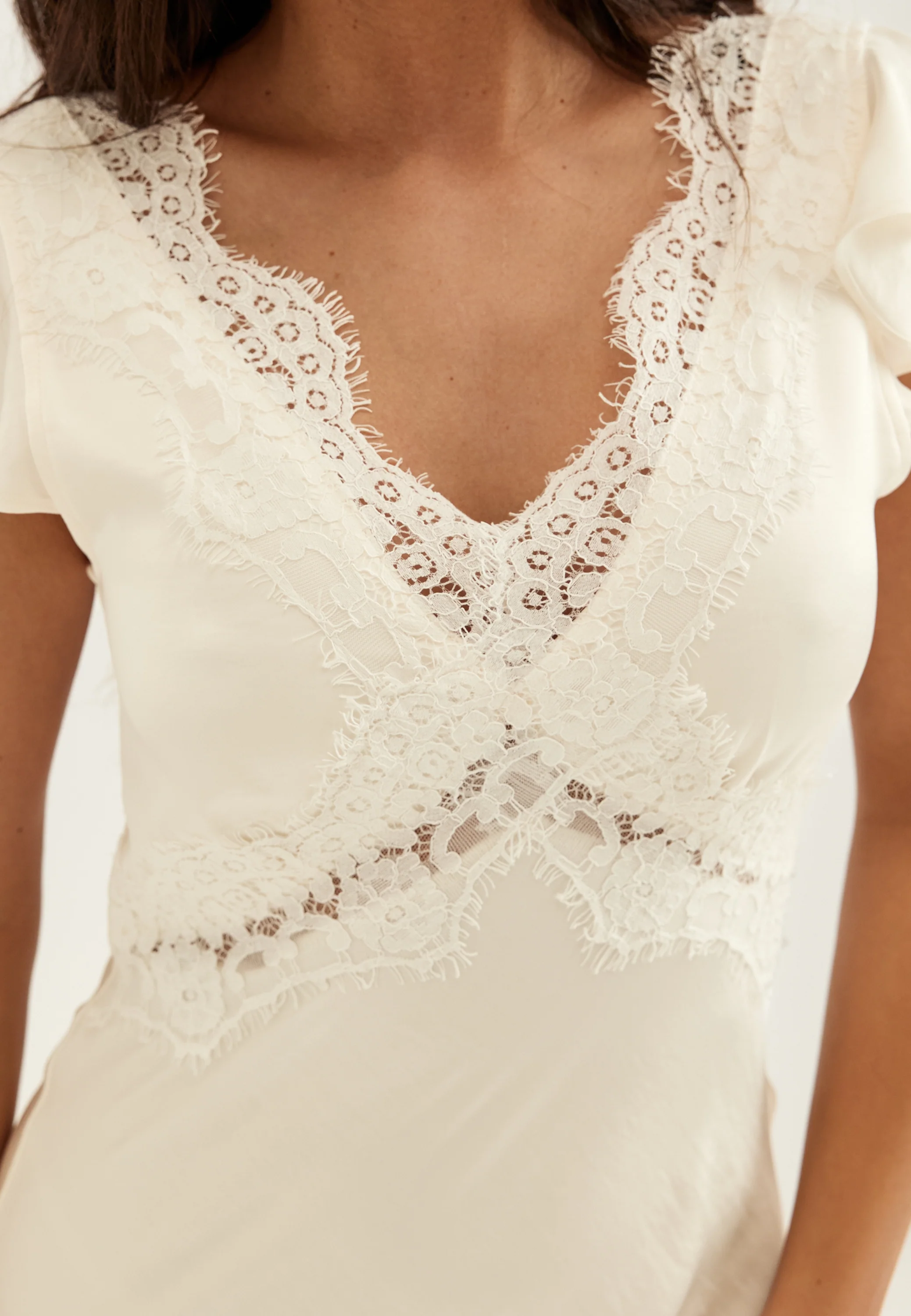 Lace Satin Maxi Dress - Image 4