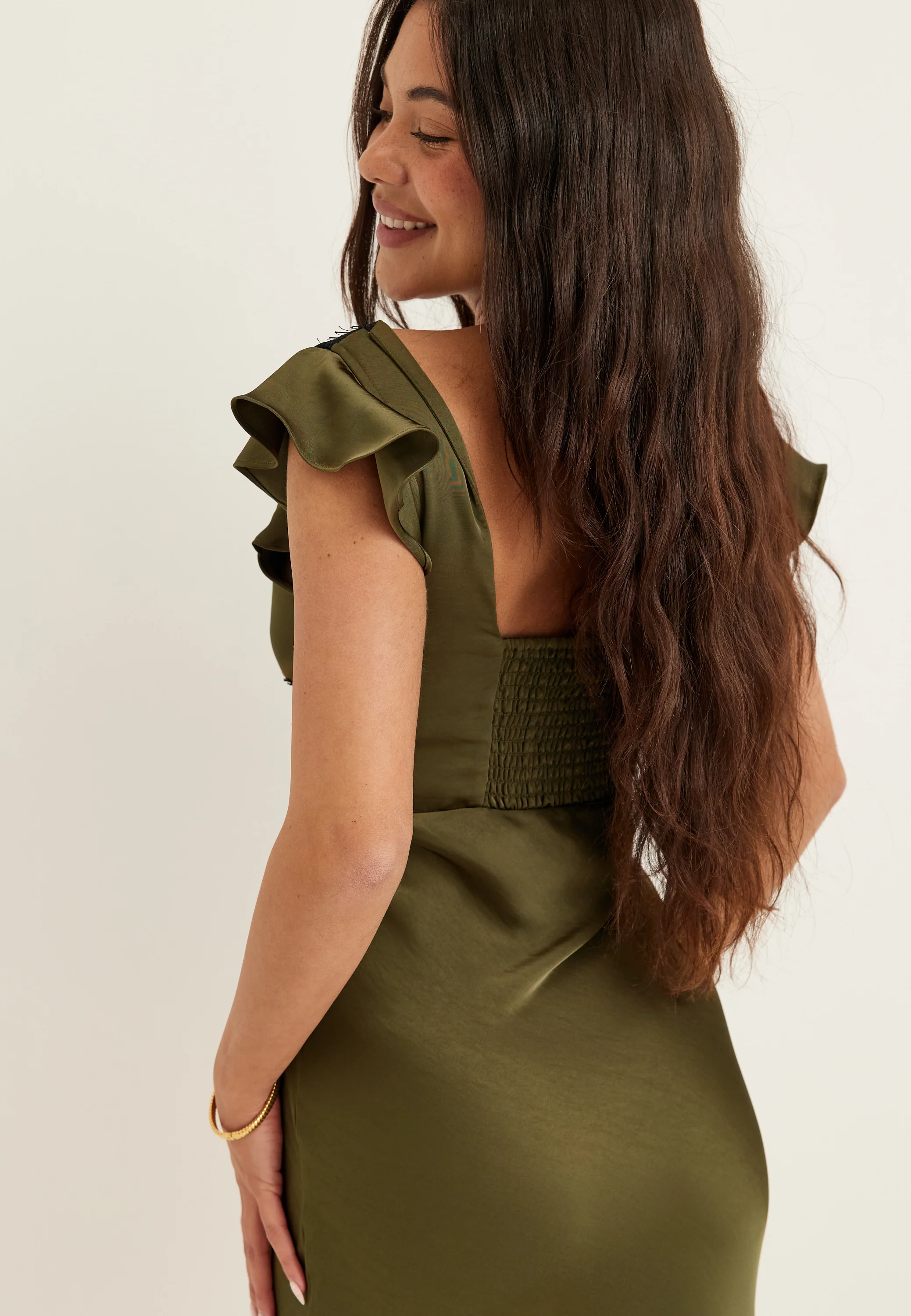 Lace Satin Maxi Dress - Image 4