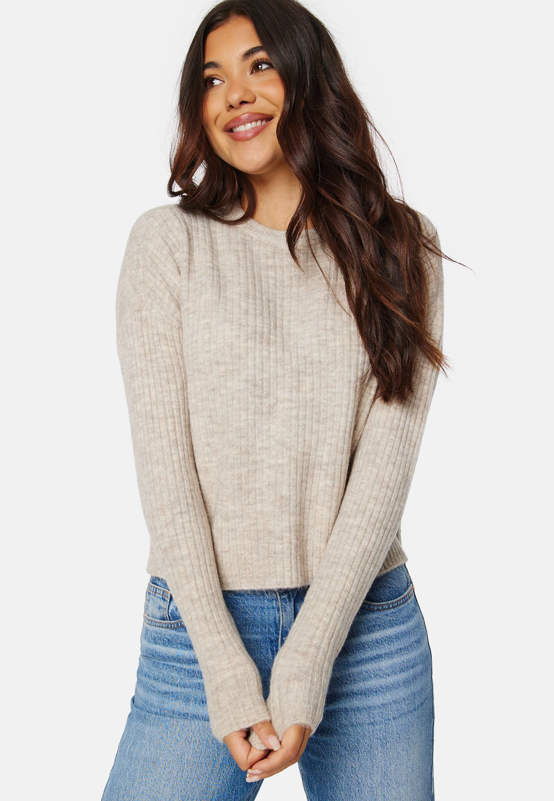 Lefile LS O-Neck Rib Blouse