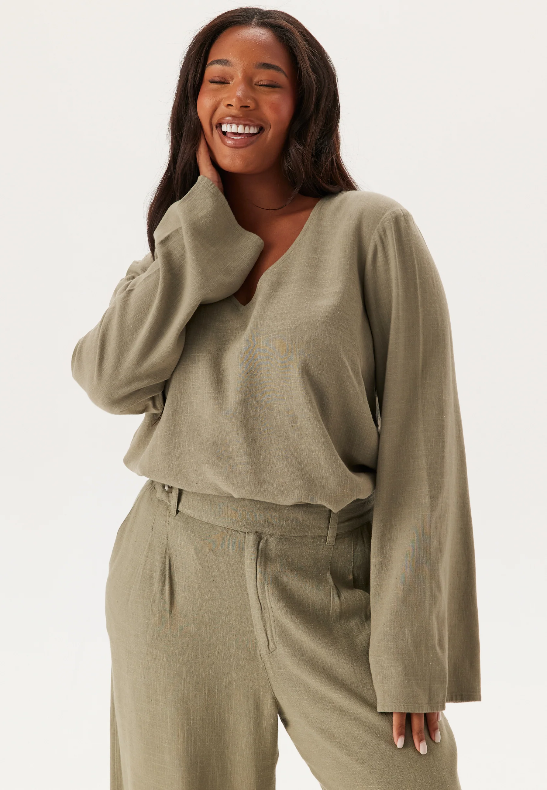 Linen Wide Sleeve Blouse - Image 5