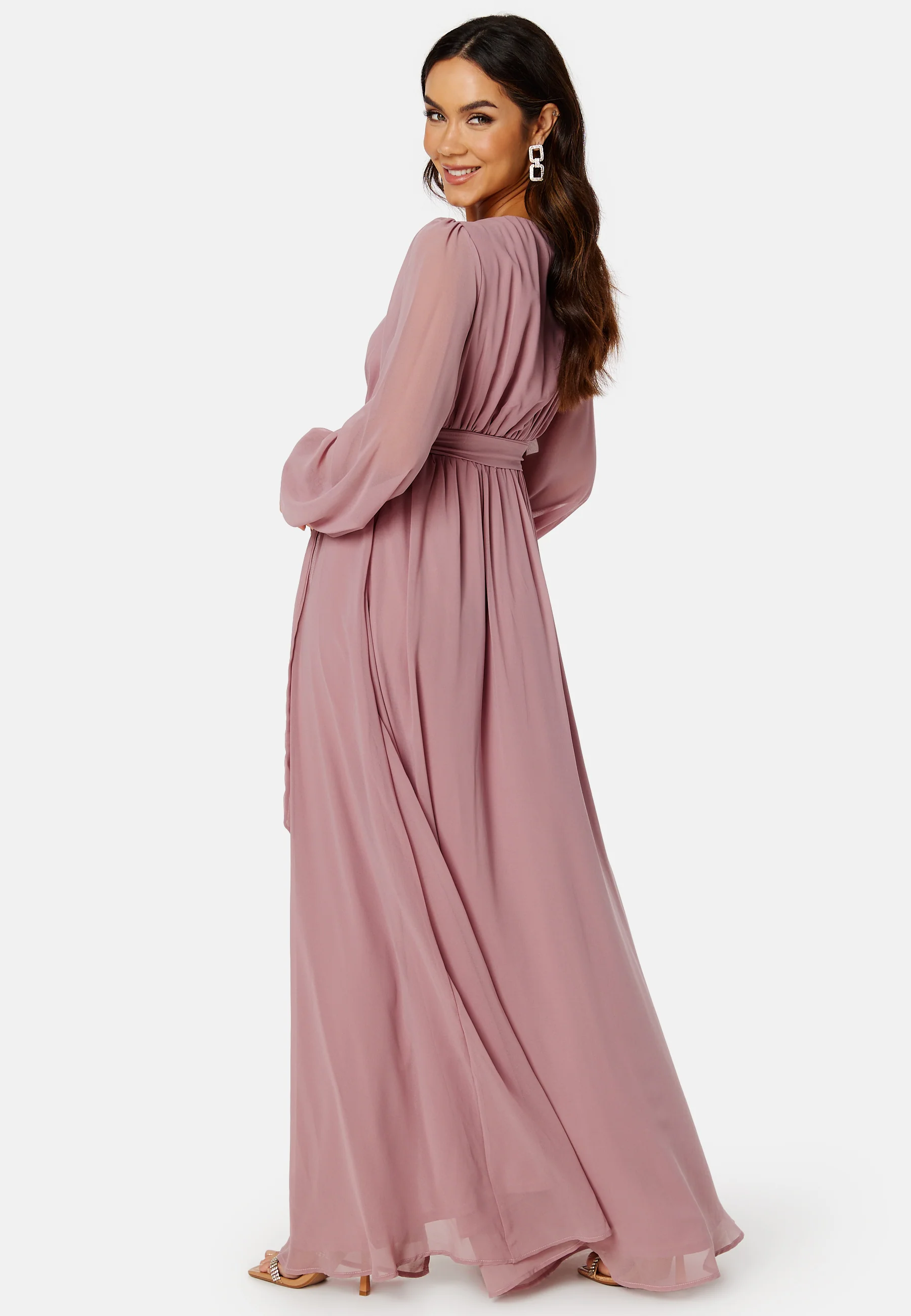 Long Sleeve Chiffon Dress - Image 3
