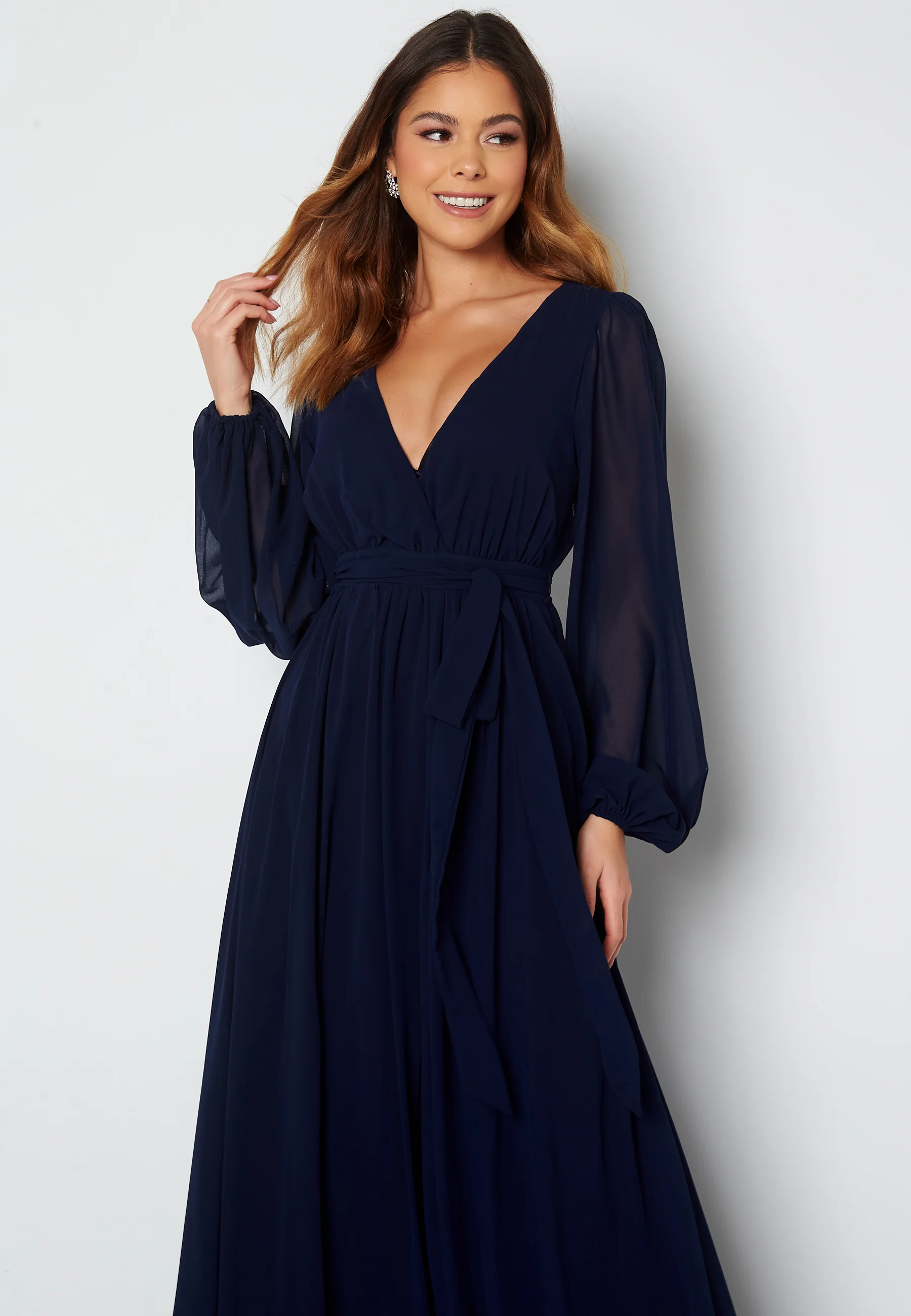 Long Sleeve Chiffon Dress - Image 3
