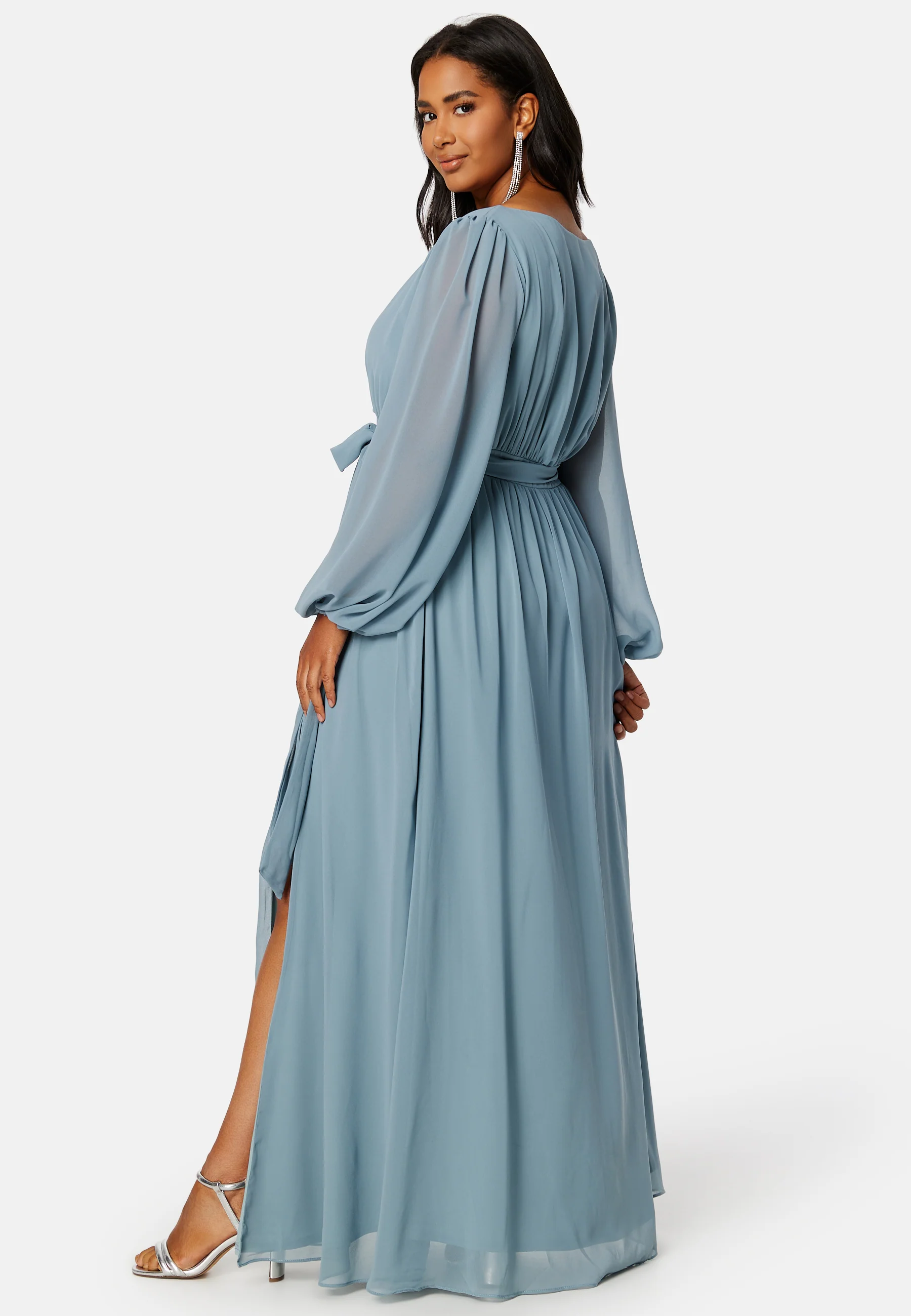 Long Sleeve Chiffon Maxi Curve Dress - Image 2