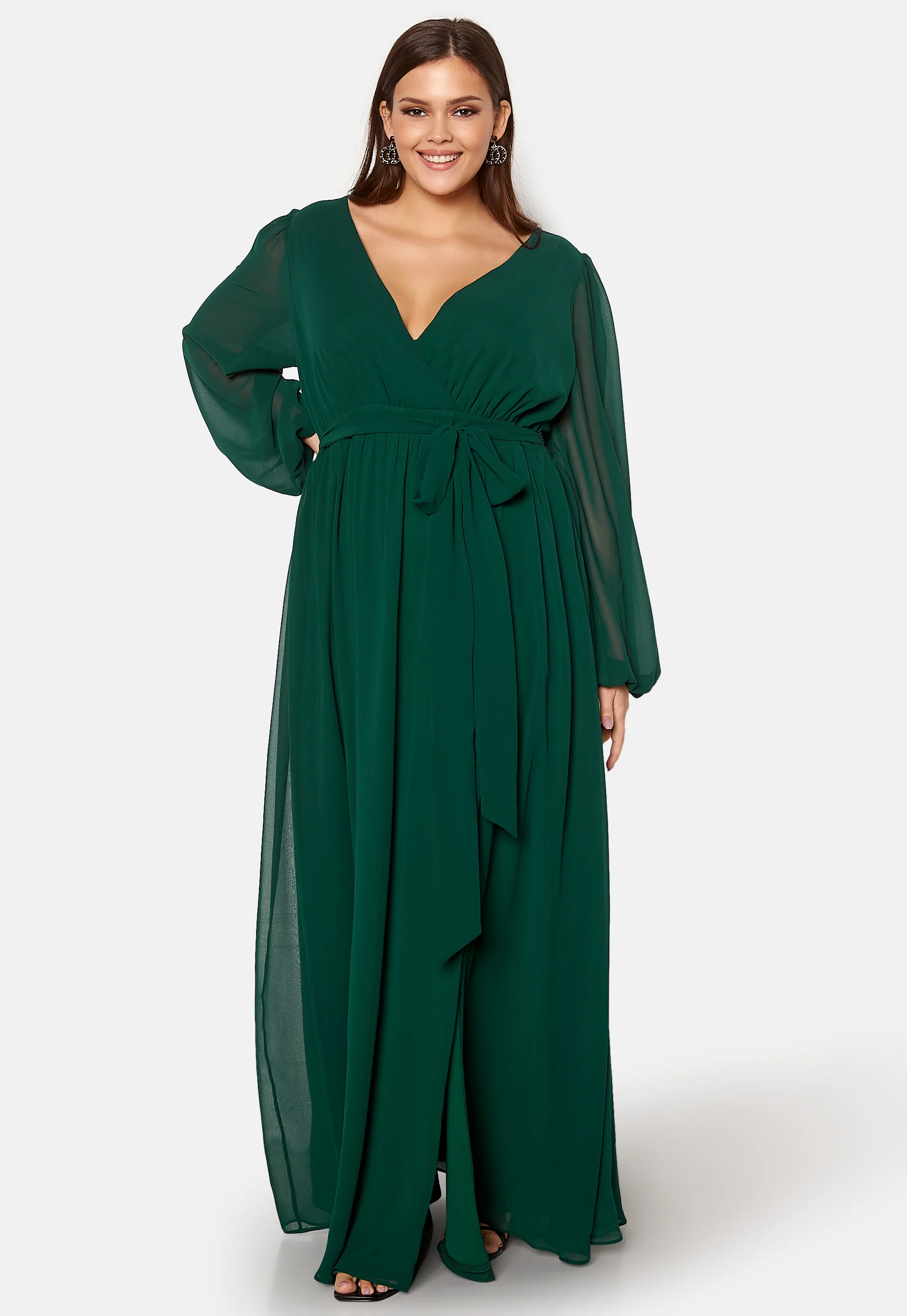 Long Sleeve Chiffon Maxi Curve Dress - Image 4