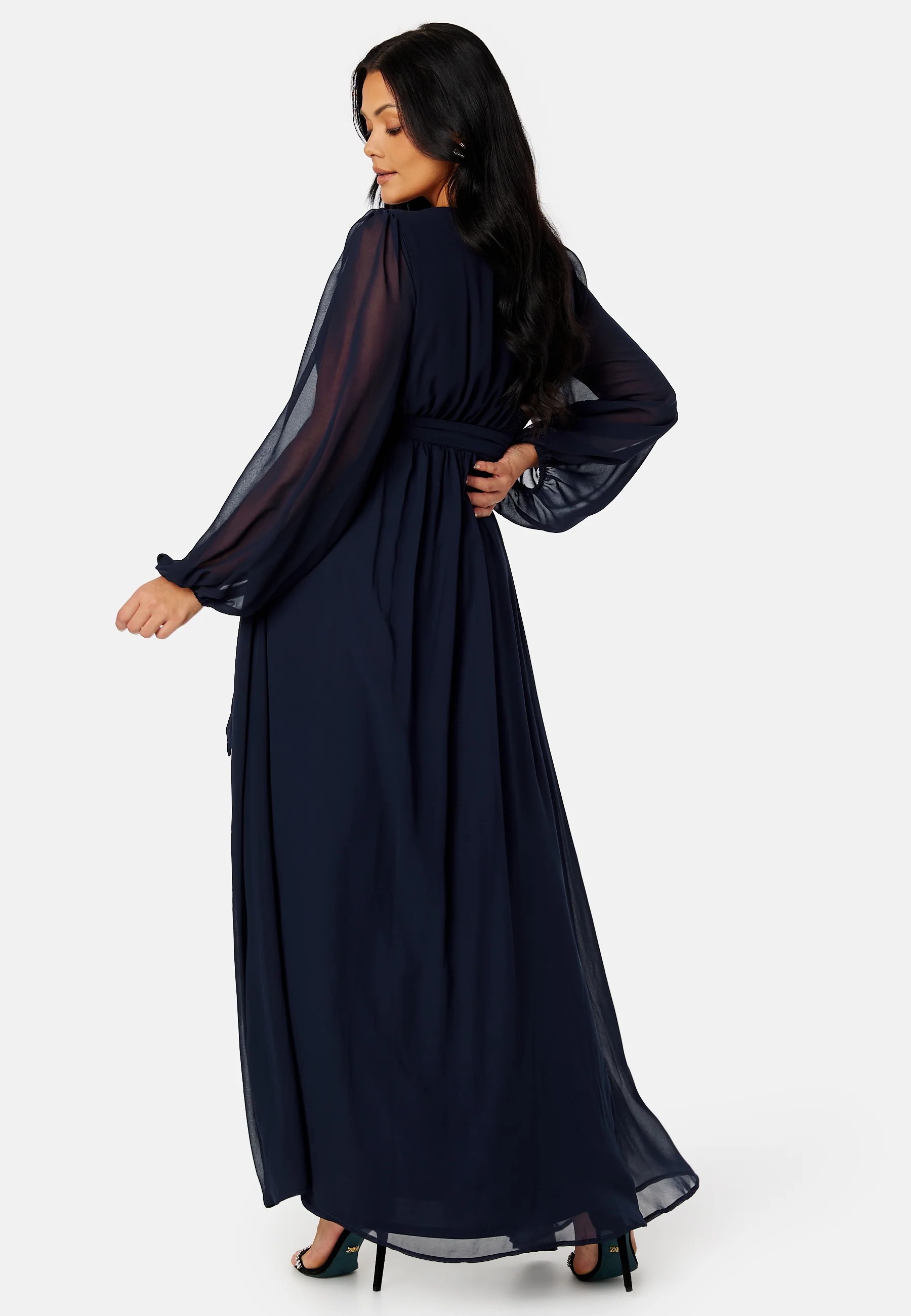 Long Sleeve Chiffon Maxi Curve Dress - Image 2