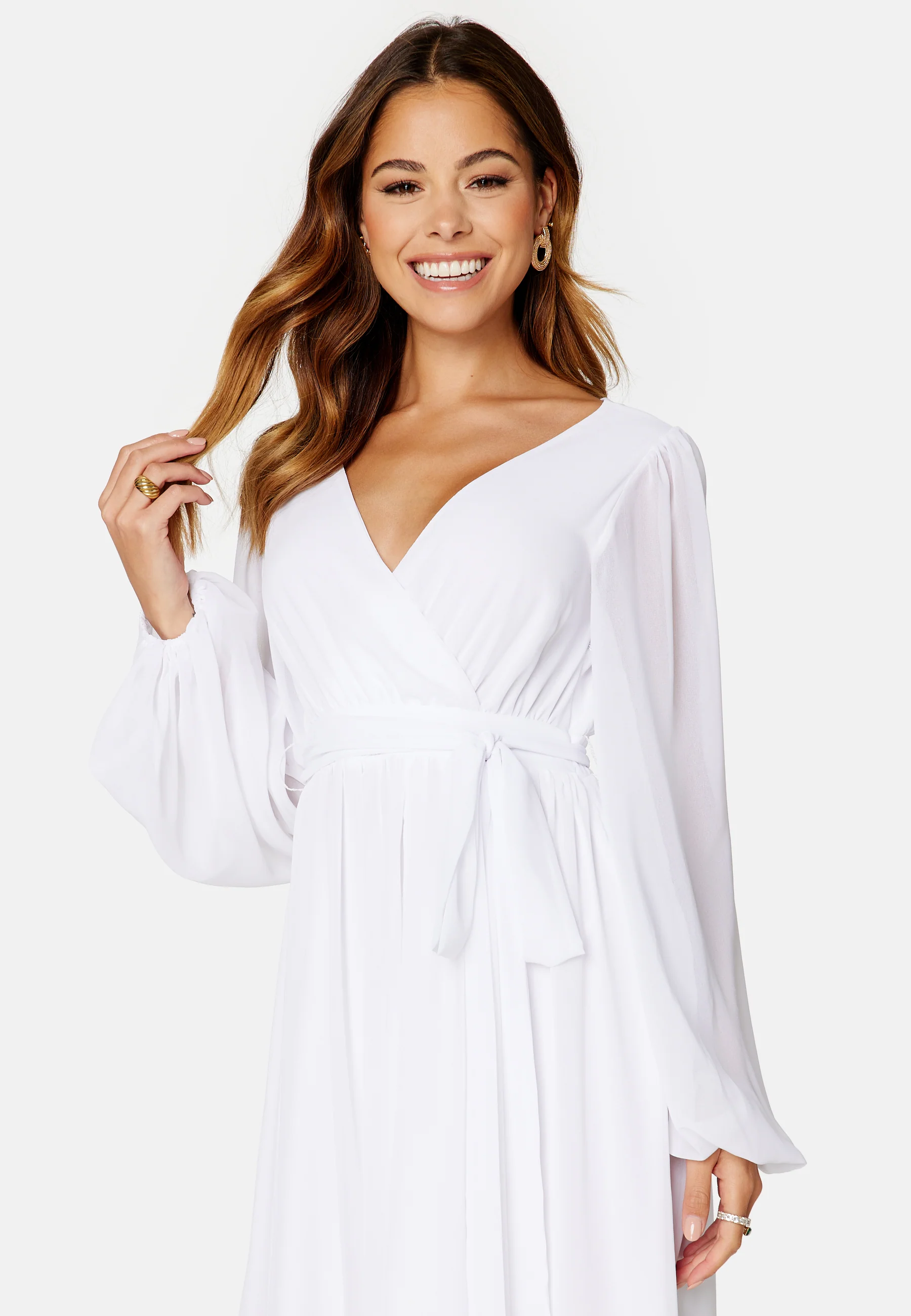 Long Sleeve Chiffon Maxi Dress - Image 3