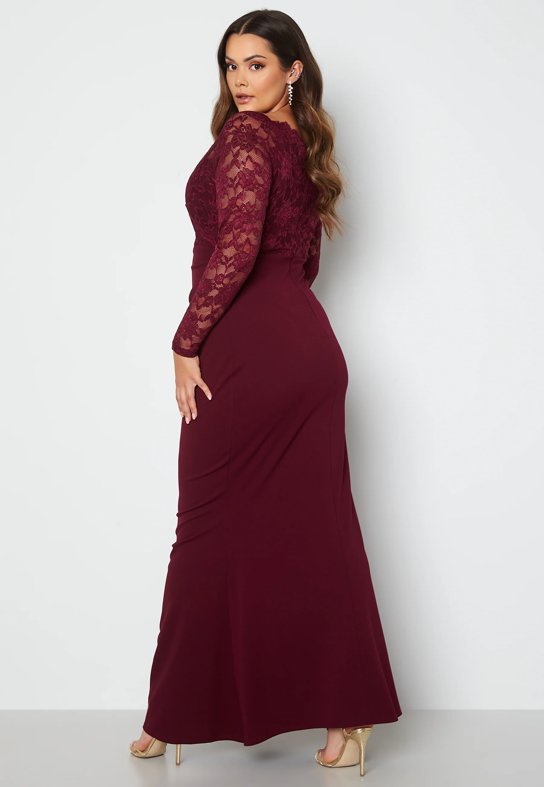 Long Sleeve Lace Trim Maxi Dress - Image 2