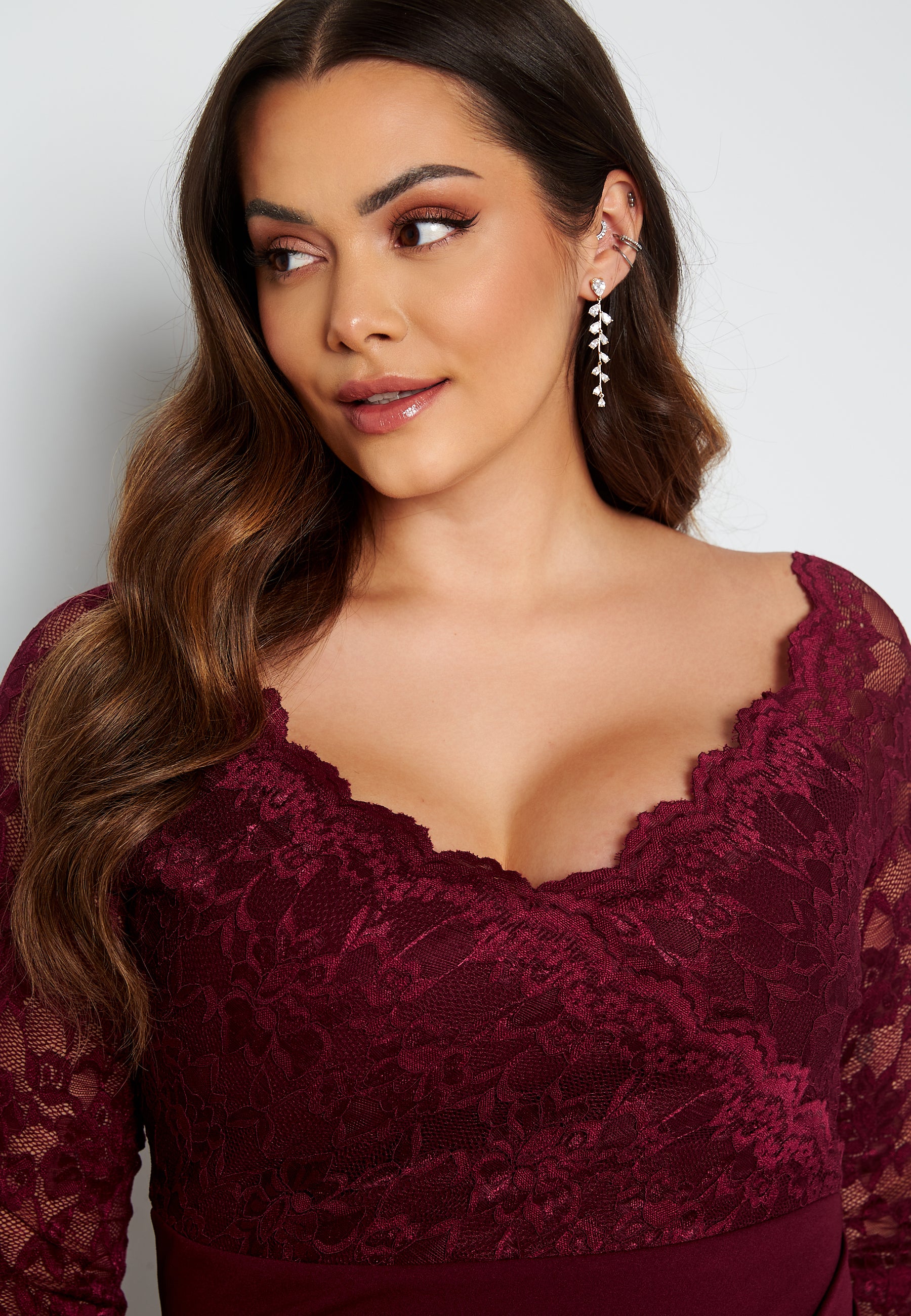 Long Sleeve Lace Trim Maxi Dress - Image 4