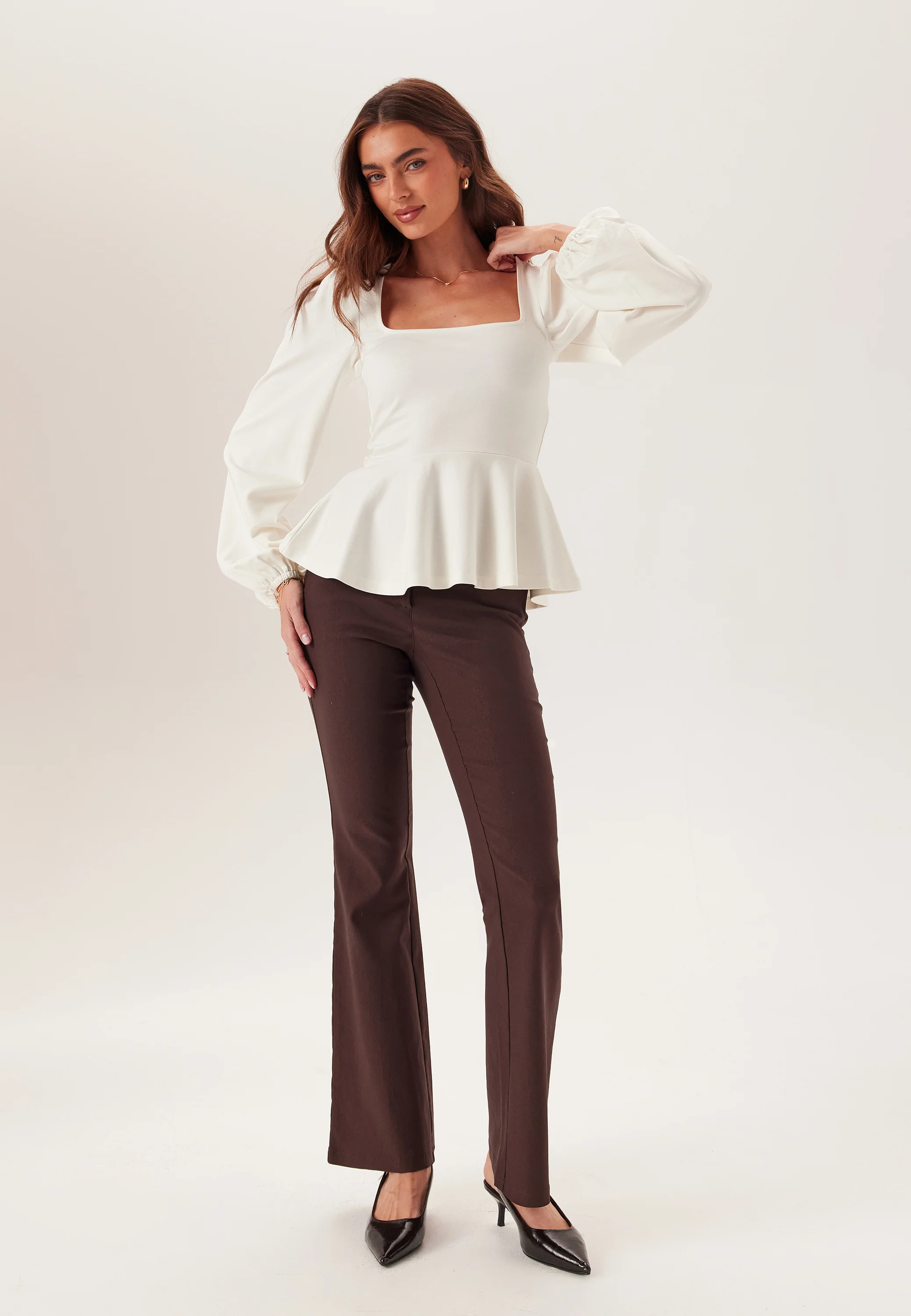 Long Sleeve Peplum Top - Image 2