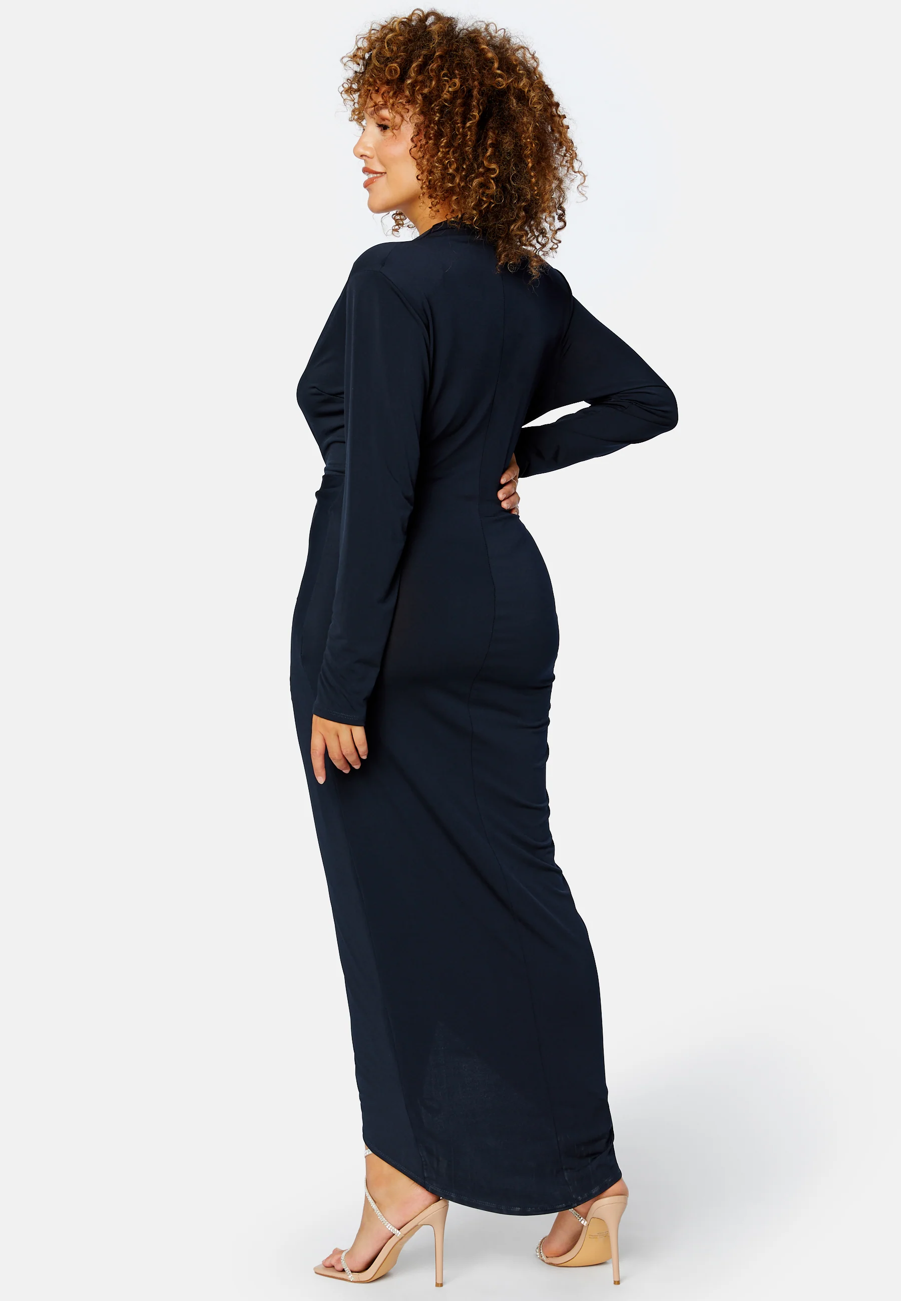 Long Sleeve Rouch Curve Dress - Image 2
