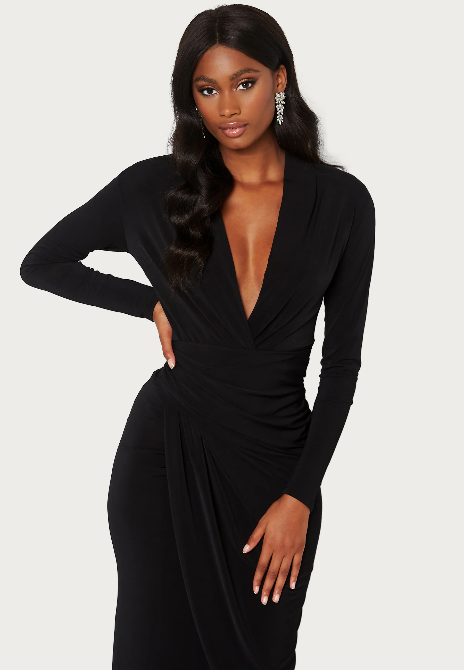 Long Sleeve Rouch Dress - Image 3