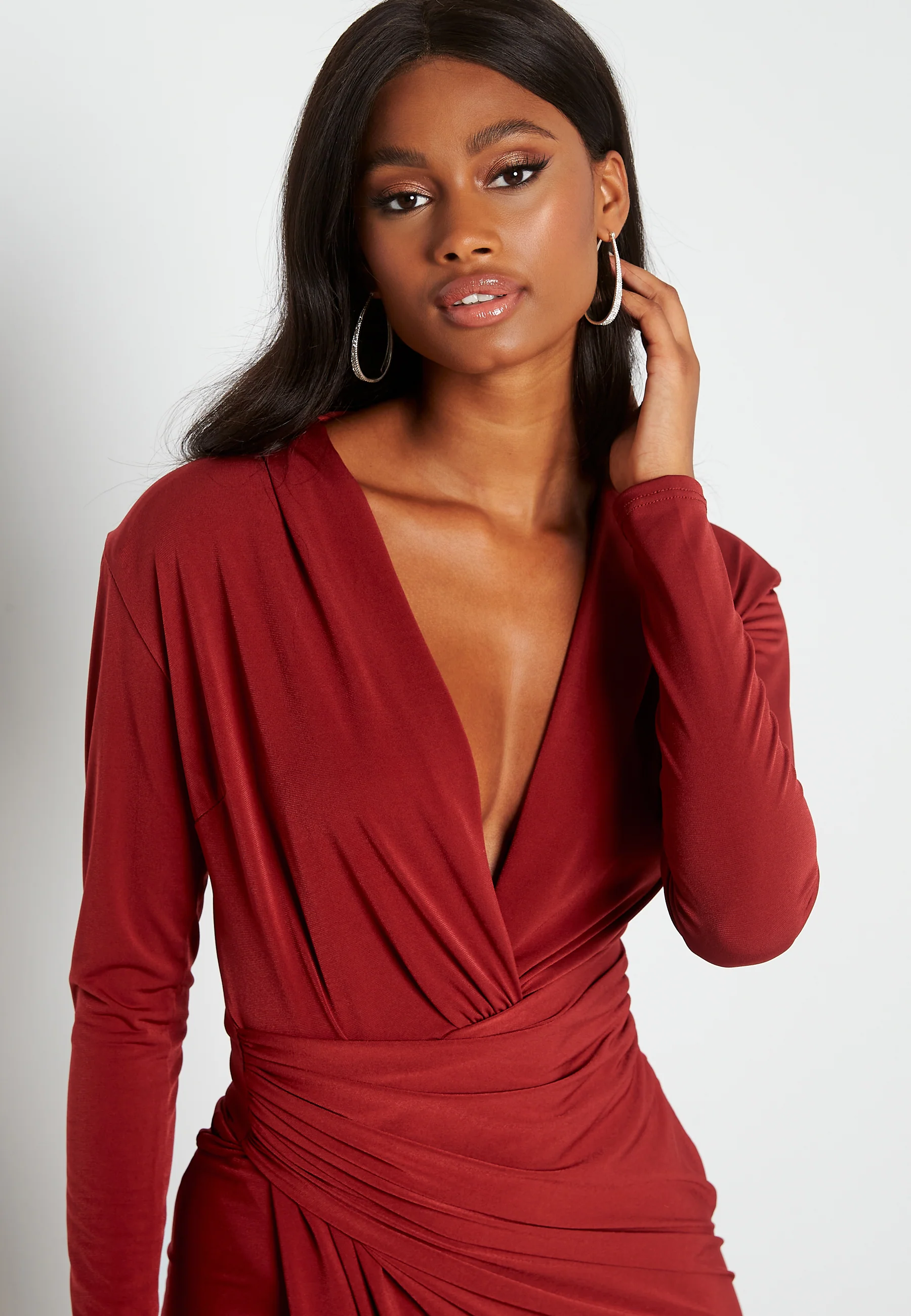 Long Sleeve Rouch Dress - Image 4