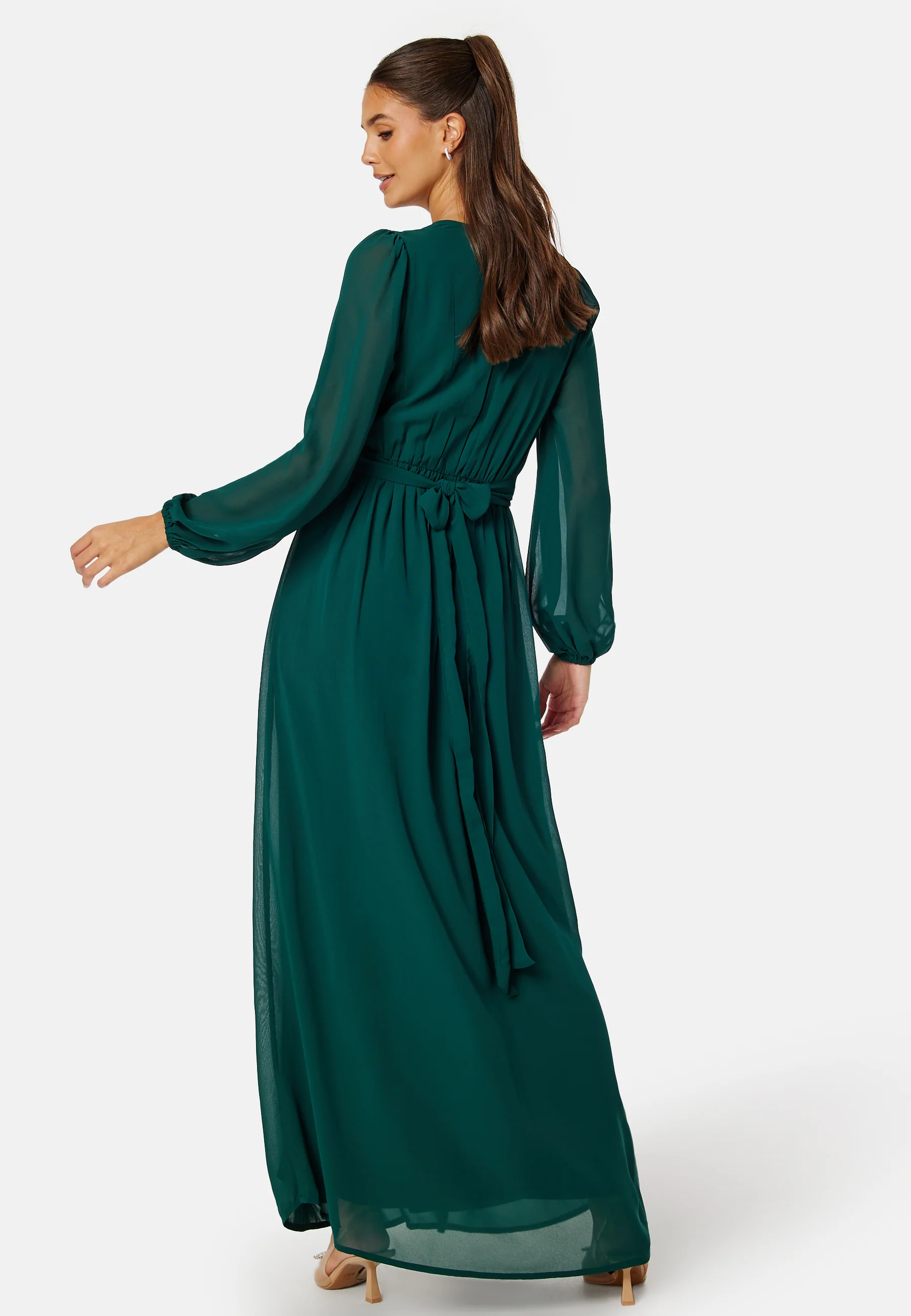 Long sleeve V-Neck Chiffon Gown - Image 2