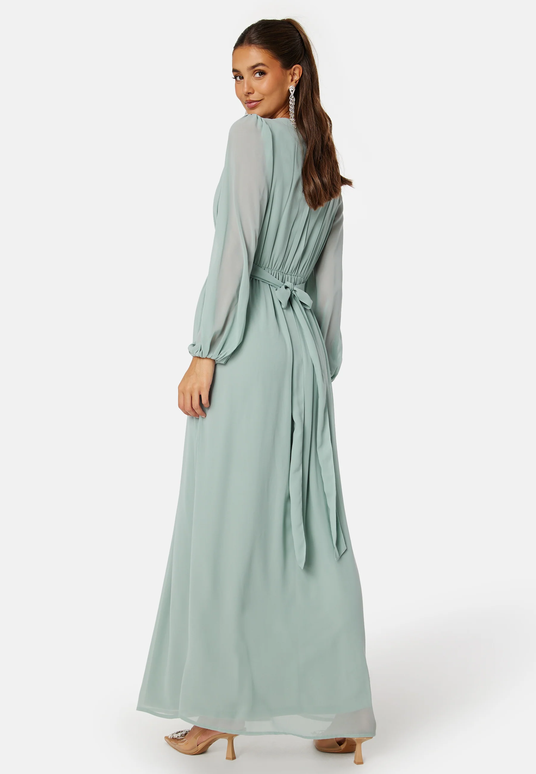Long sleeve V-Neck Chiffon Gown - Image 2