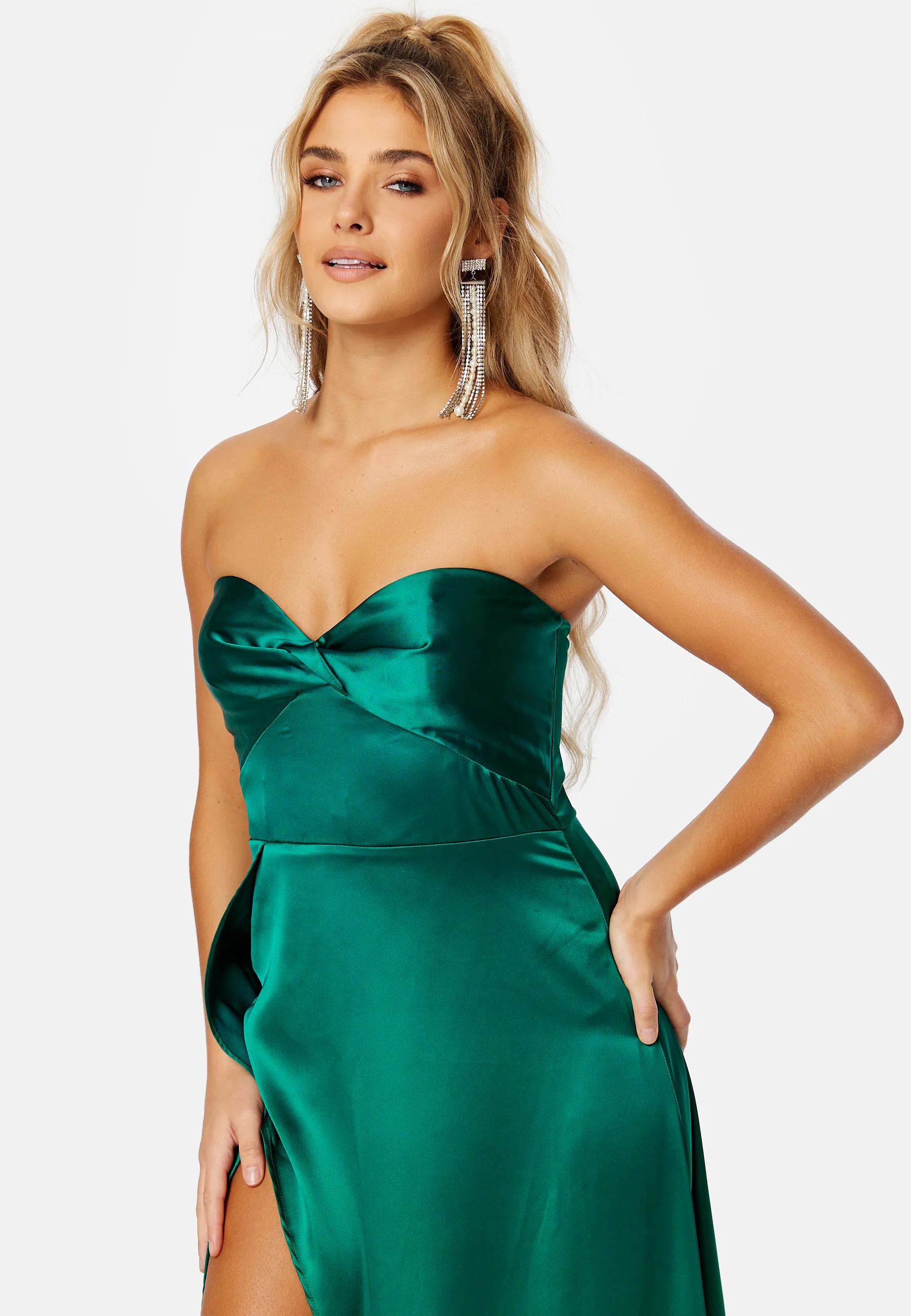 Magnolia Satin High Slit Dress - Image 4