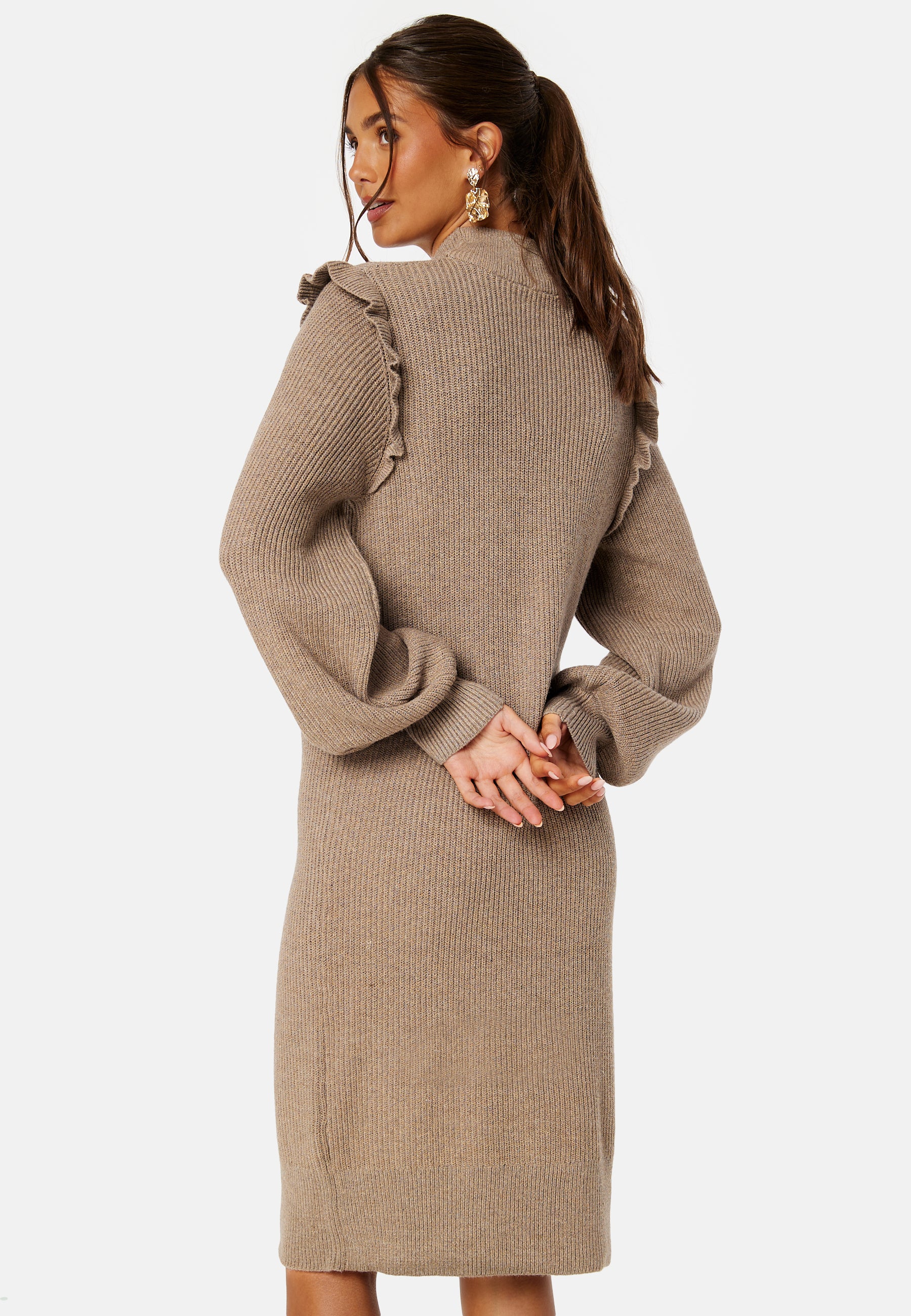 Malena L/S Ruffle Knit Dress - Image 3