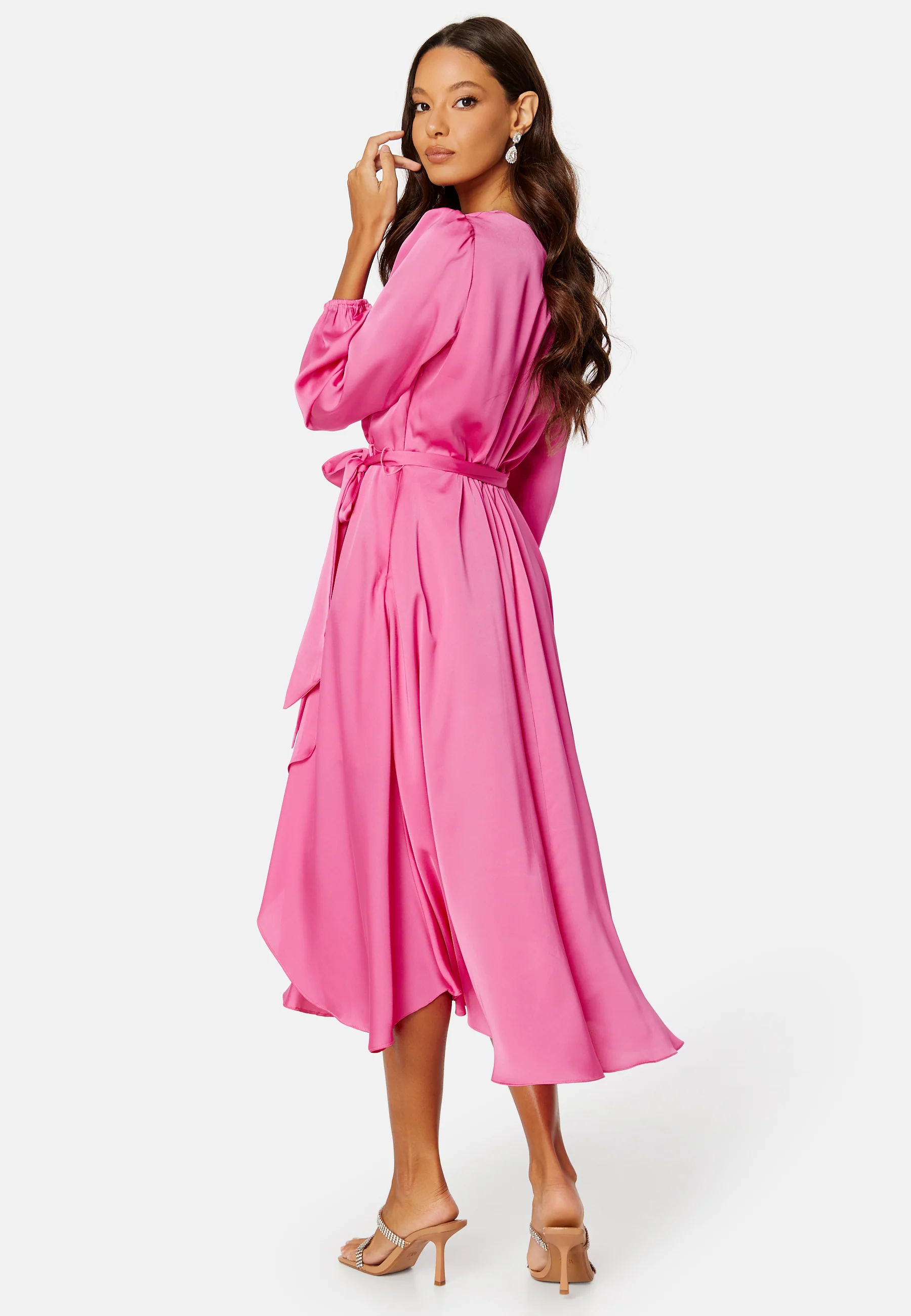 Marilyn Satin Wrap Midi Dress - Image 2