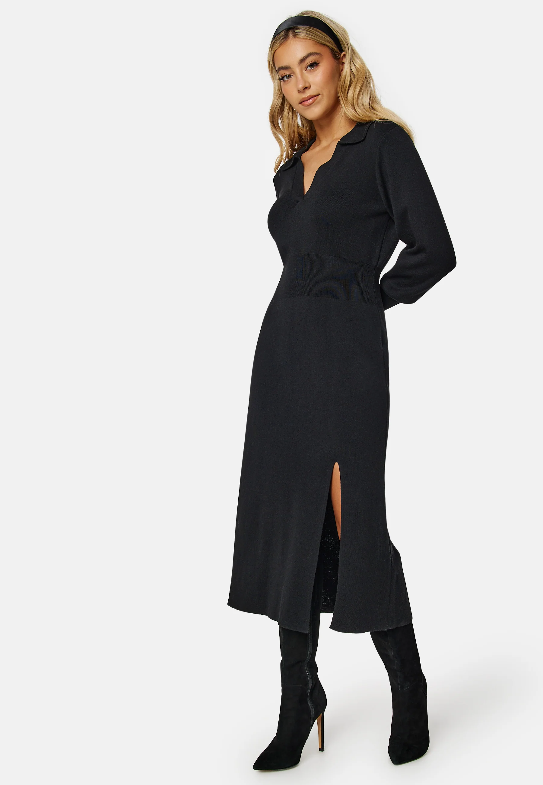Marla L/S Collar Long Knit Dress - Image 2
