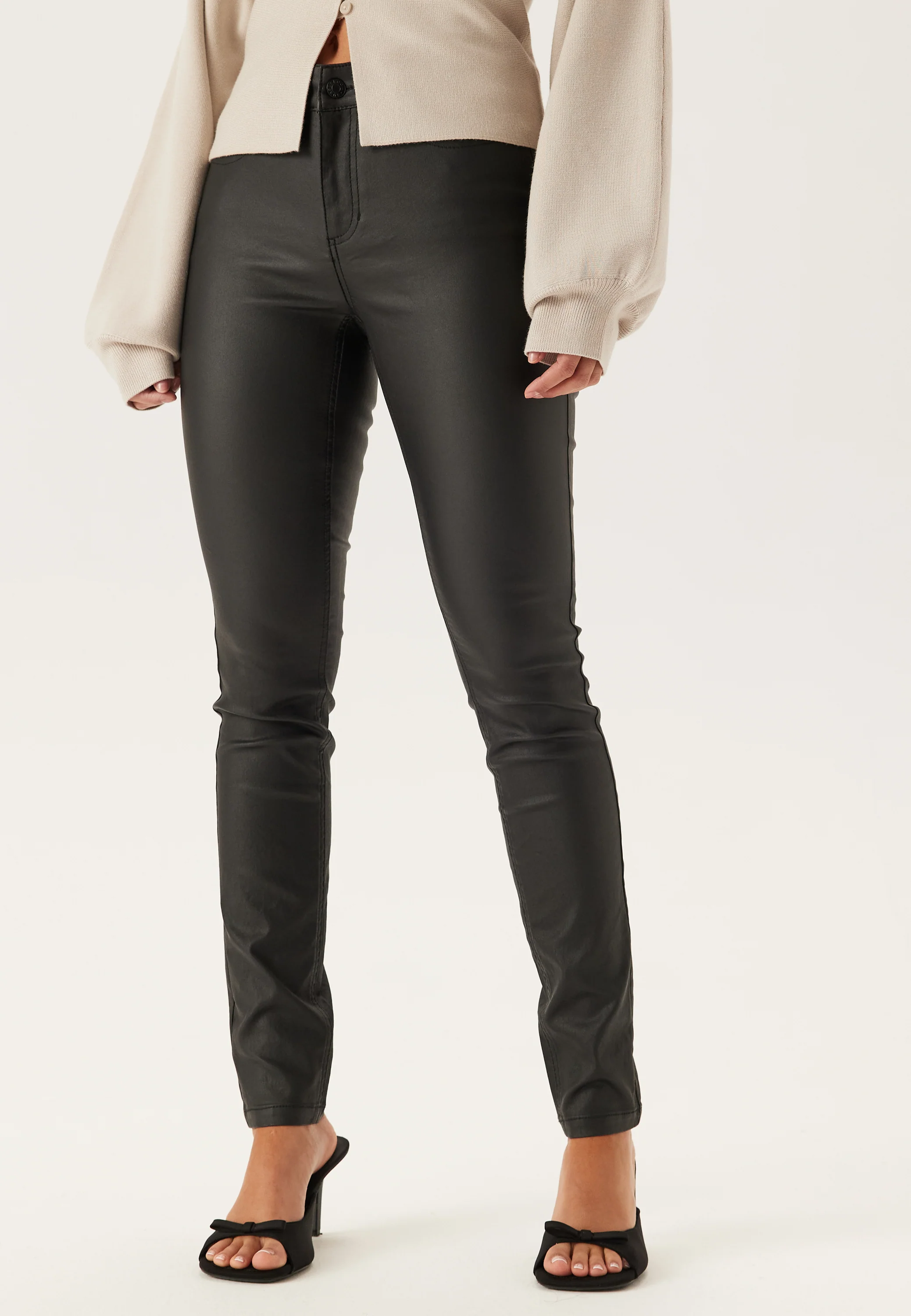 Mid Waist Push-up Coated Slim Jeans - Image 3