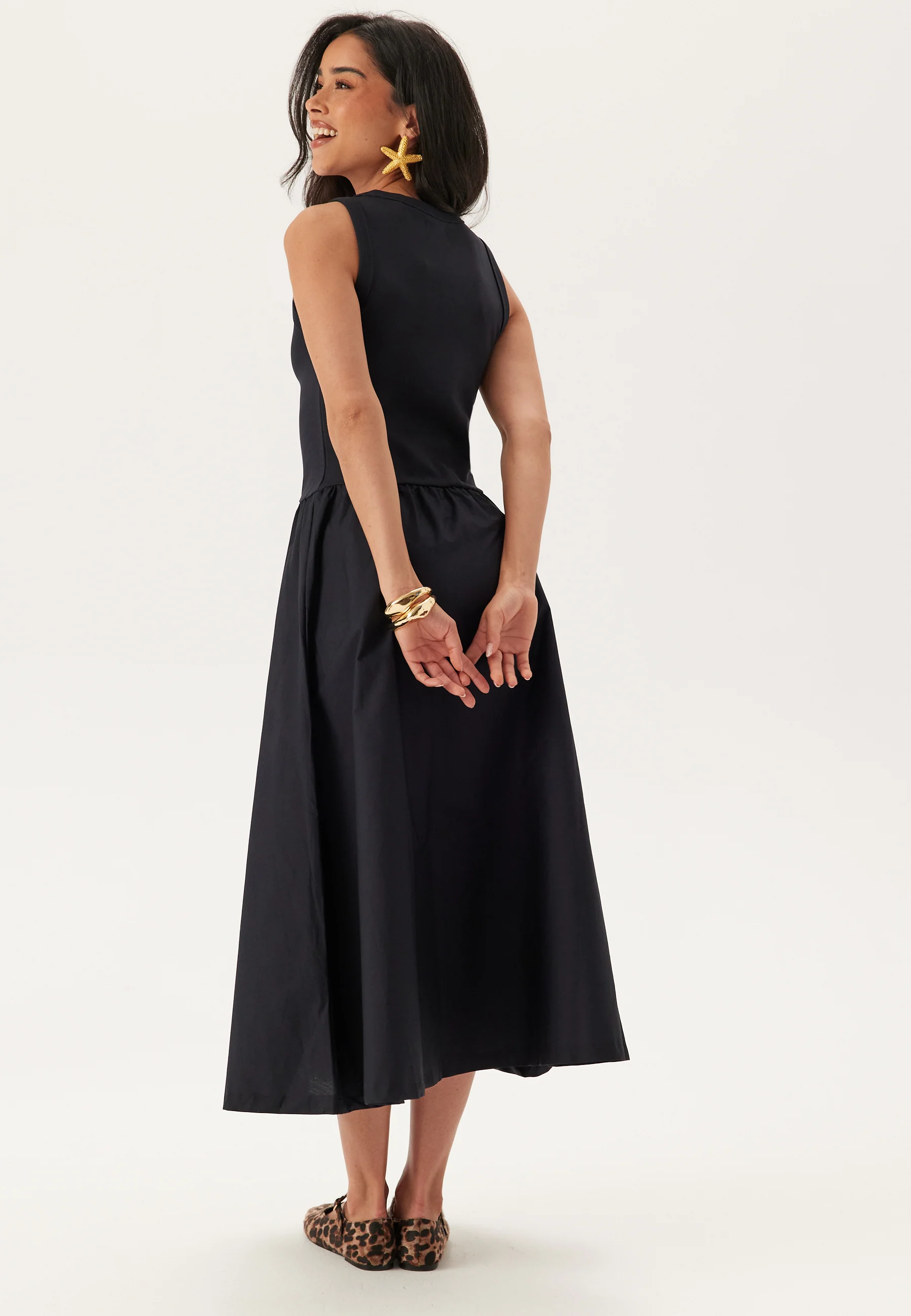 Midi Jersey Woven Combo Dress - Image 2