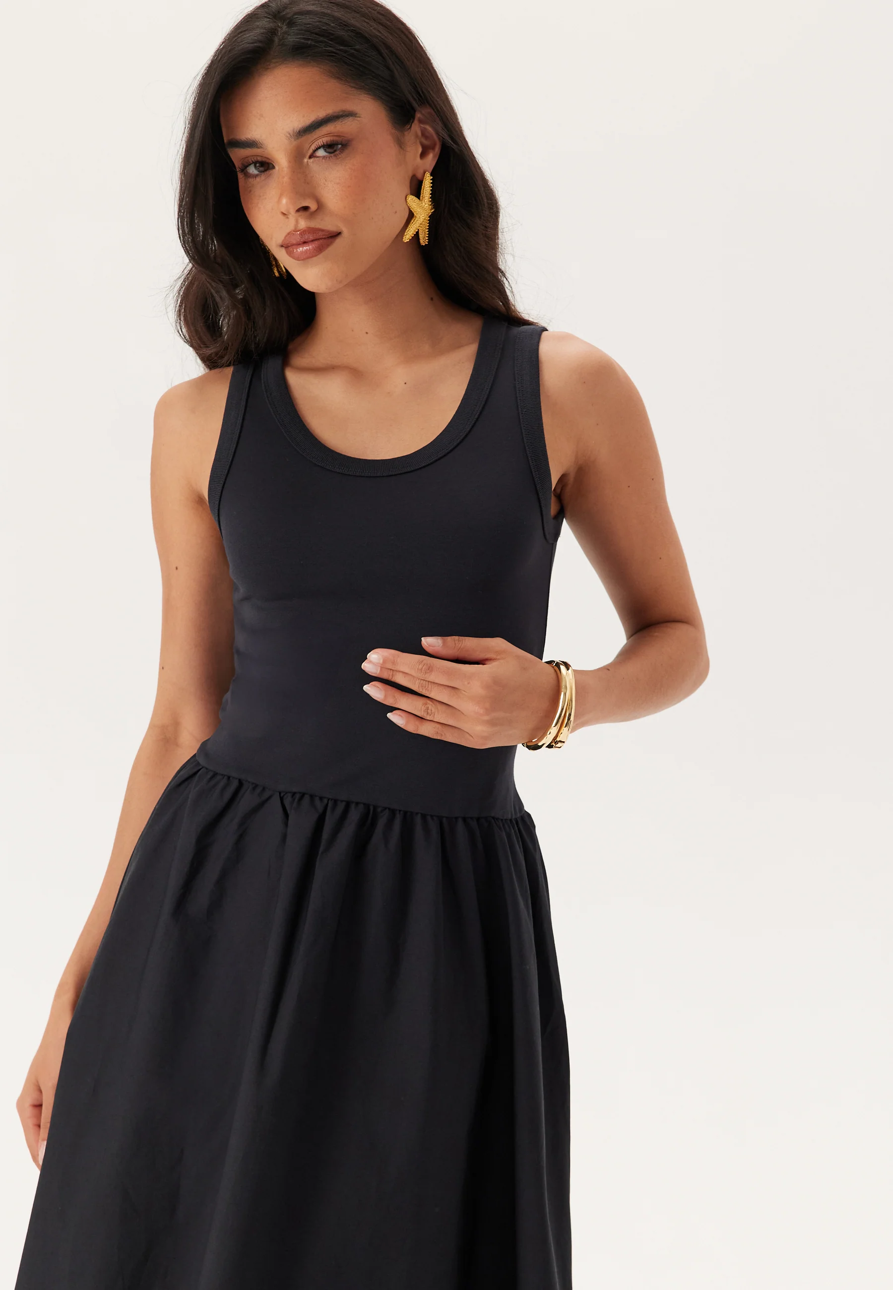 Midi Jersey Woven Combo Dress - Image 3