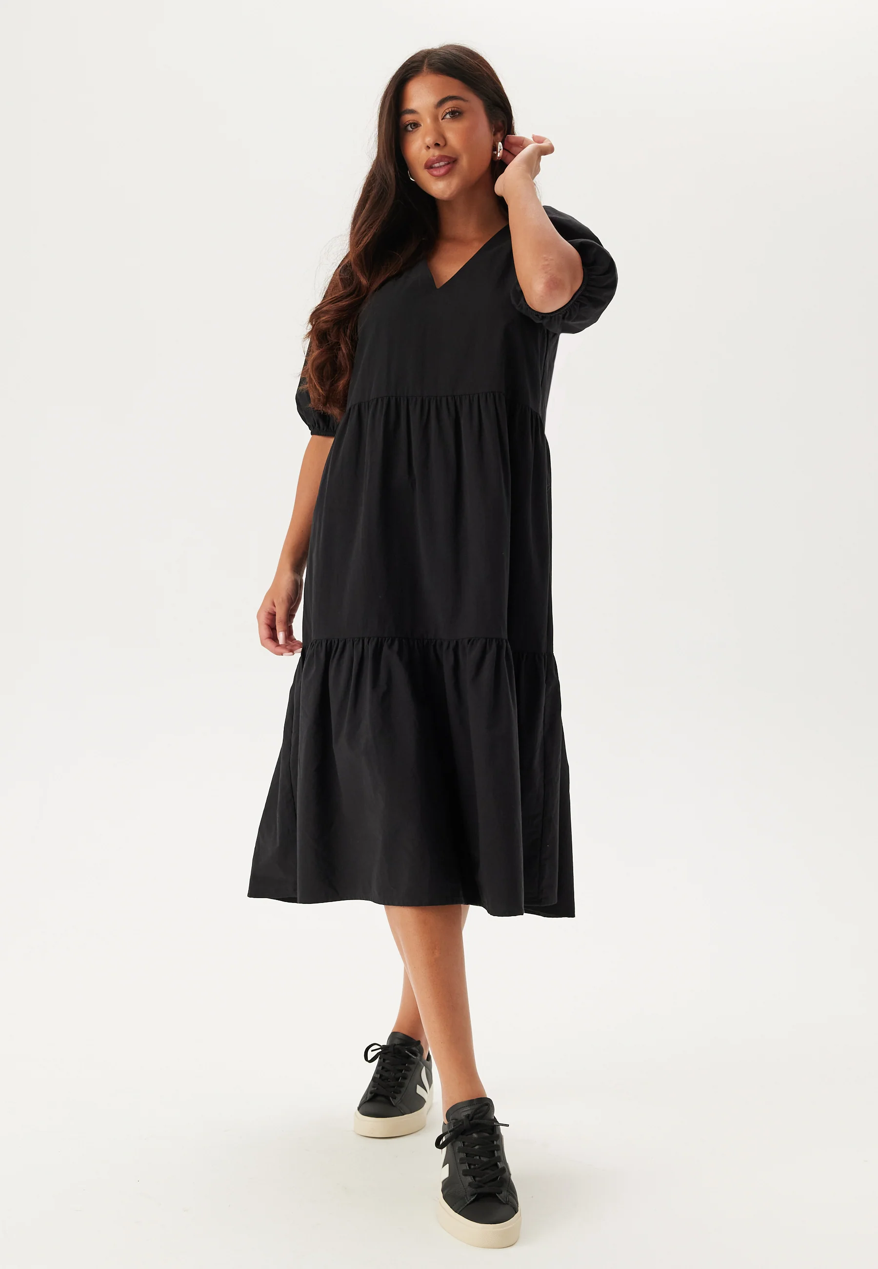 Midi Puff Sleeve Dress - Image 2