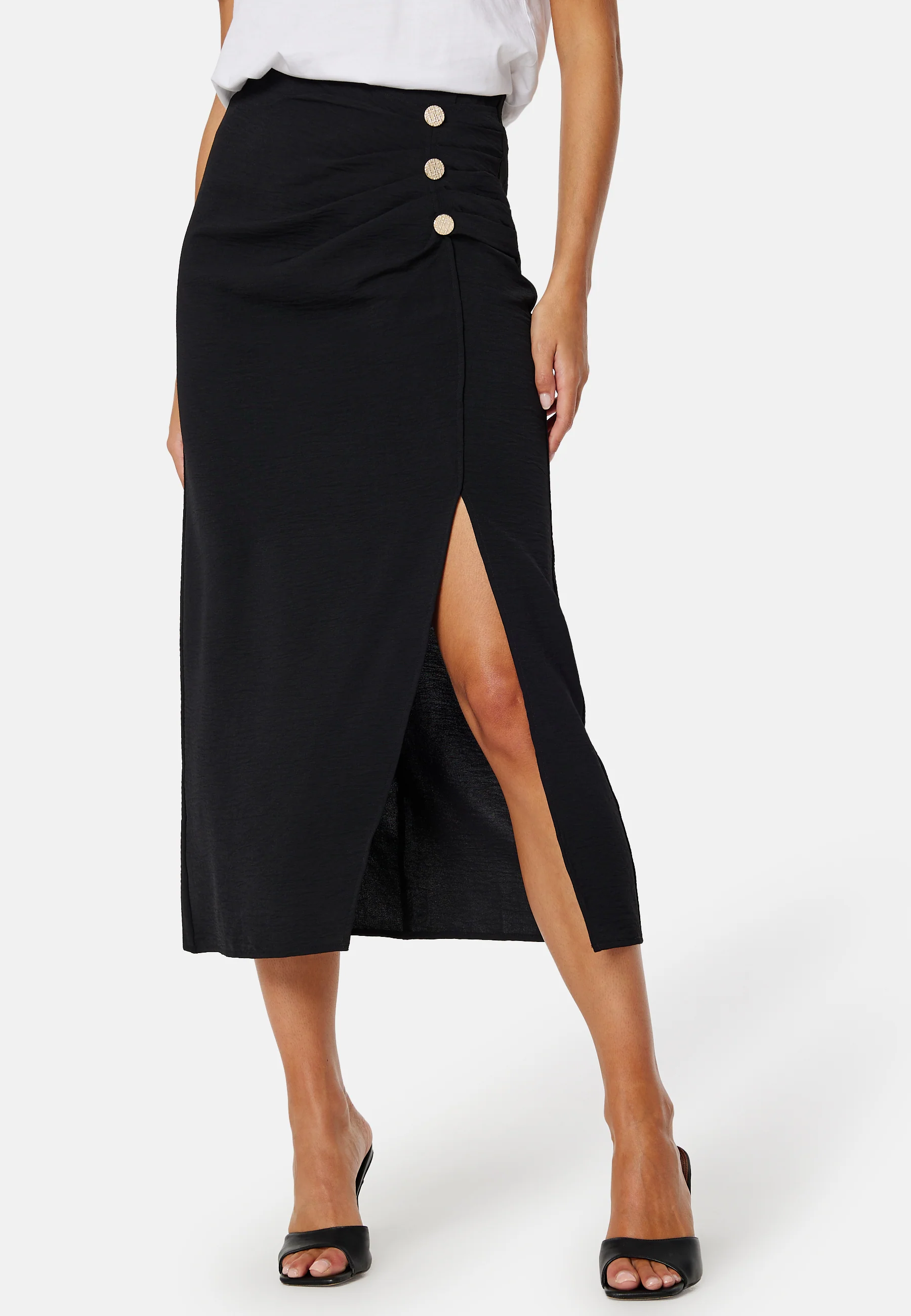 Midi Wrap Button Skirt - Image 2