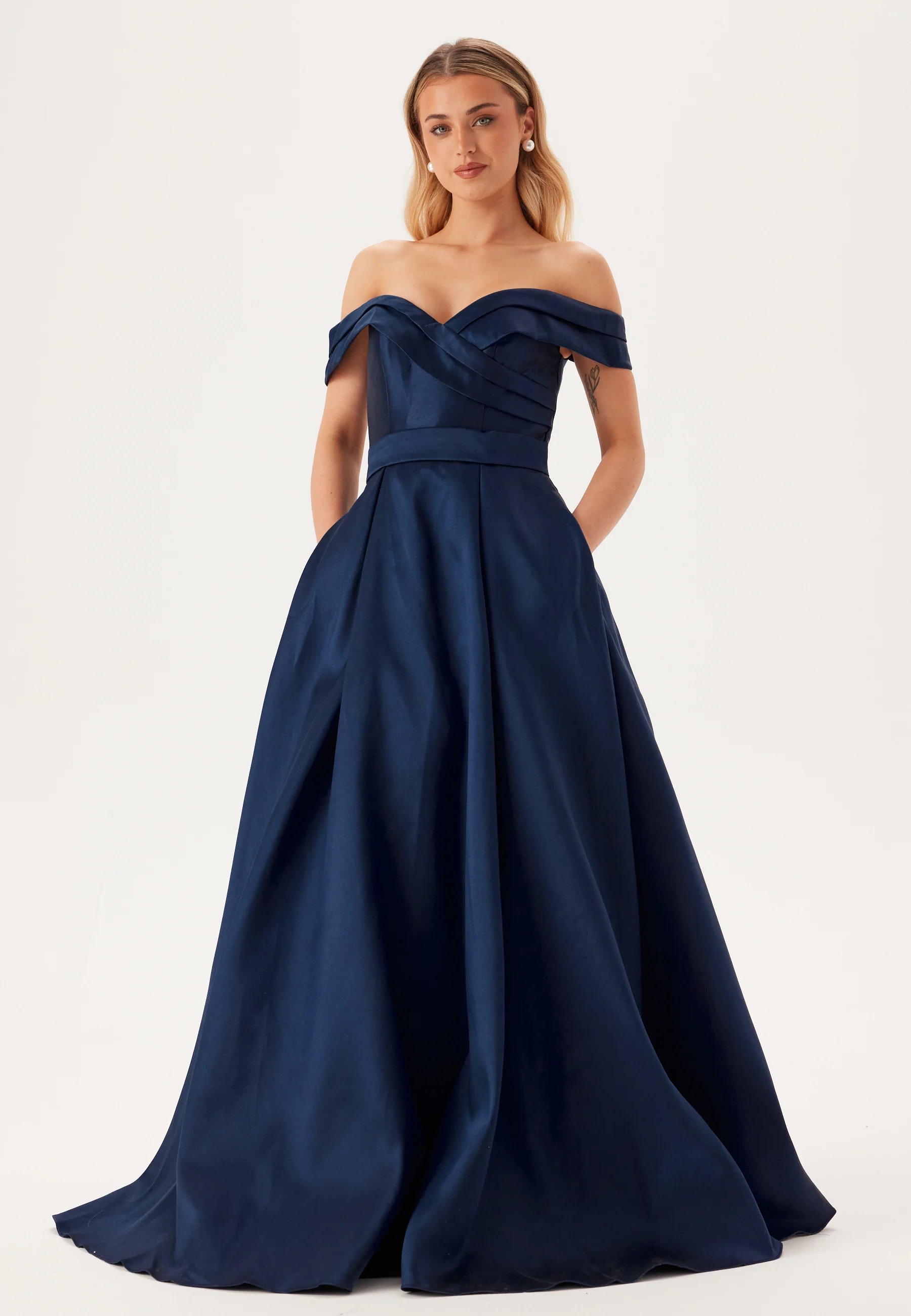 Mikado Evening Dress With Carmen Sleeves