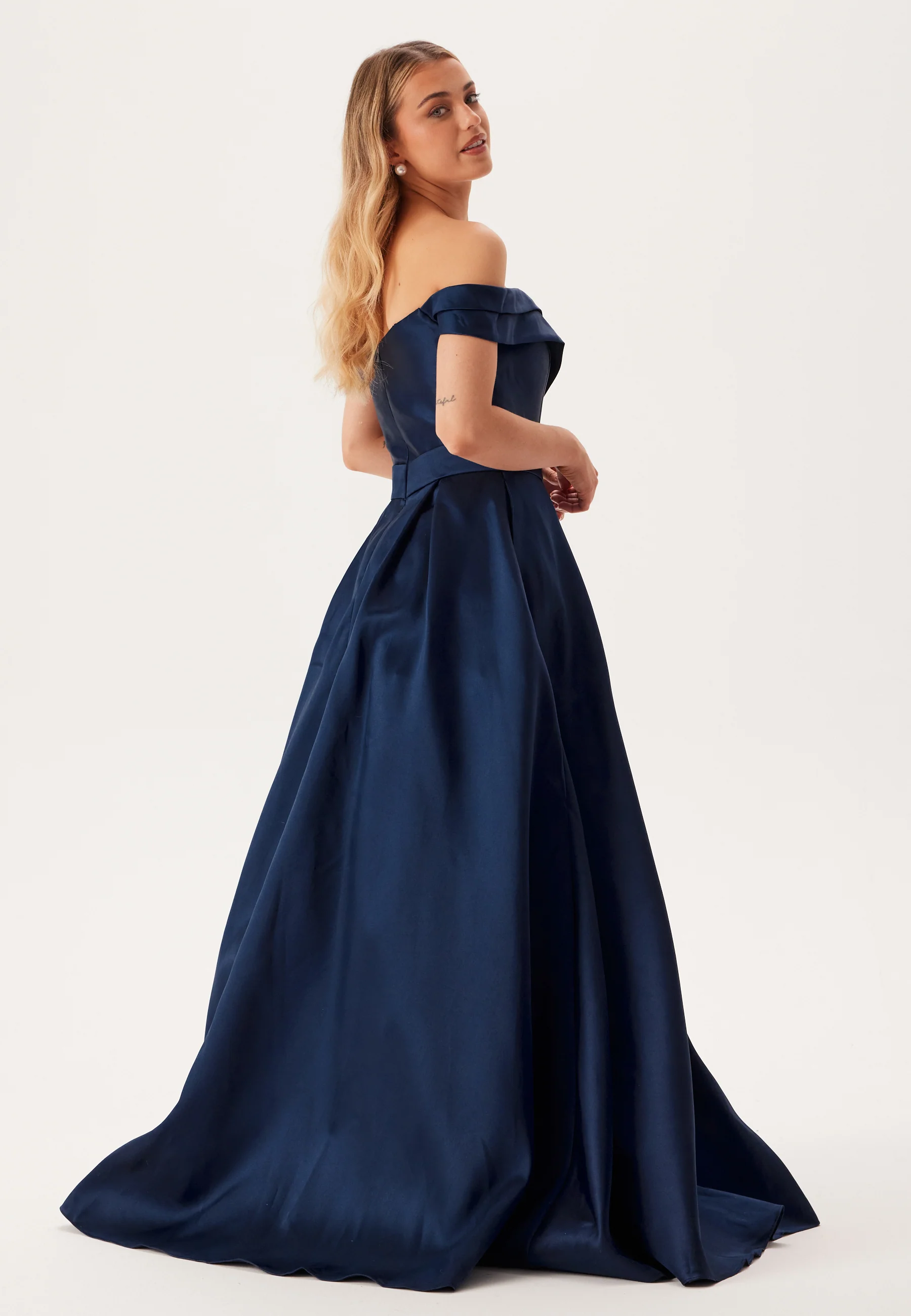 Mikado Evening Dress With Carmen Sleeves - Image 2