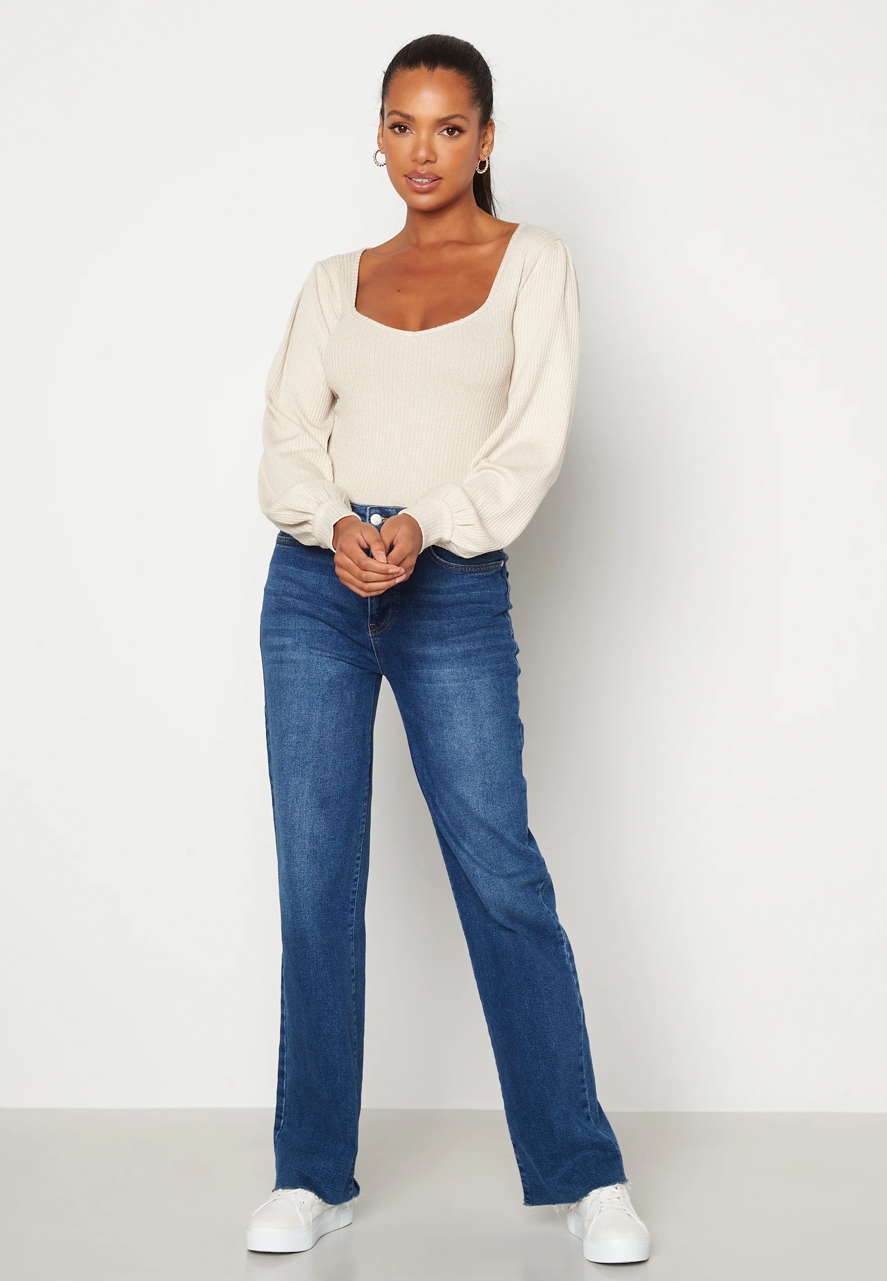 Minnie fine knitted puff sleeve top - Image 2