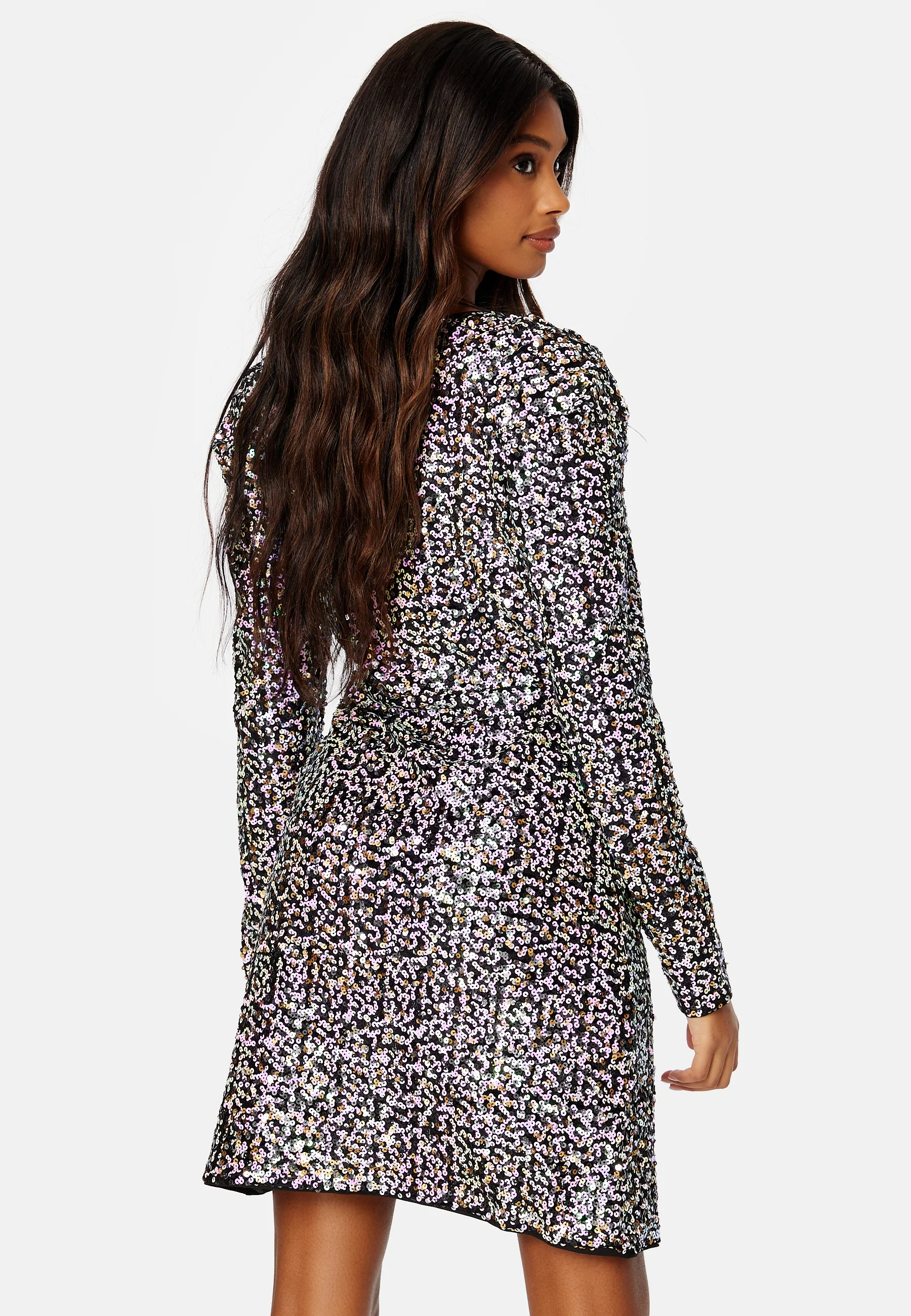 Multiseq Velvet LS Wrap Dress - Image 3