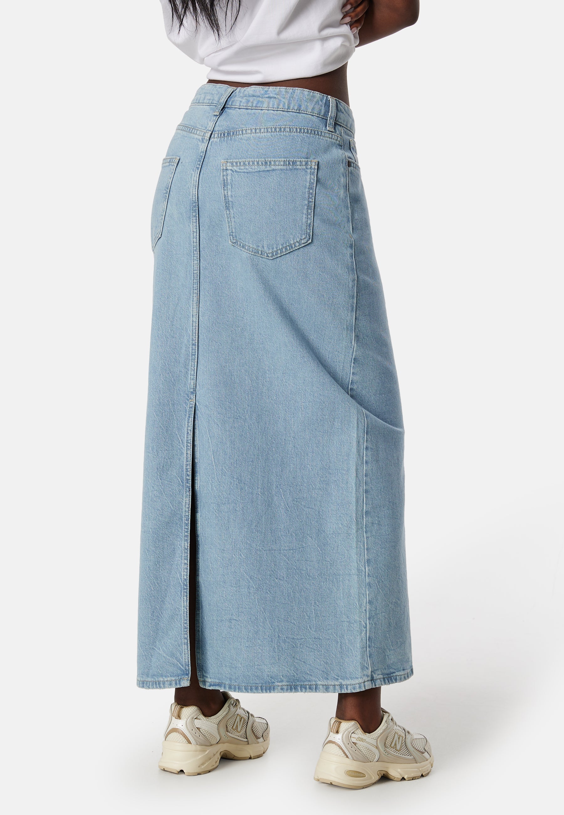 Objellen Mid Waist long denim skirt - Image 2