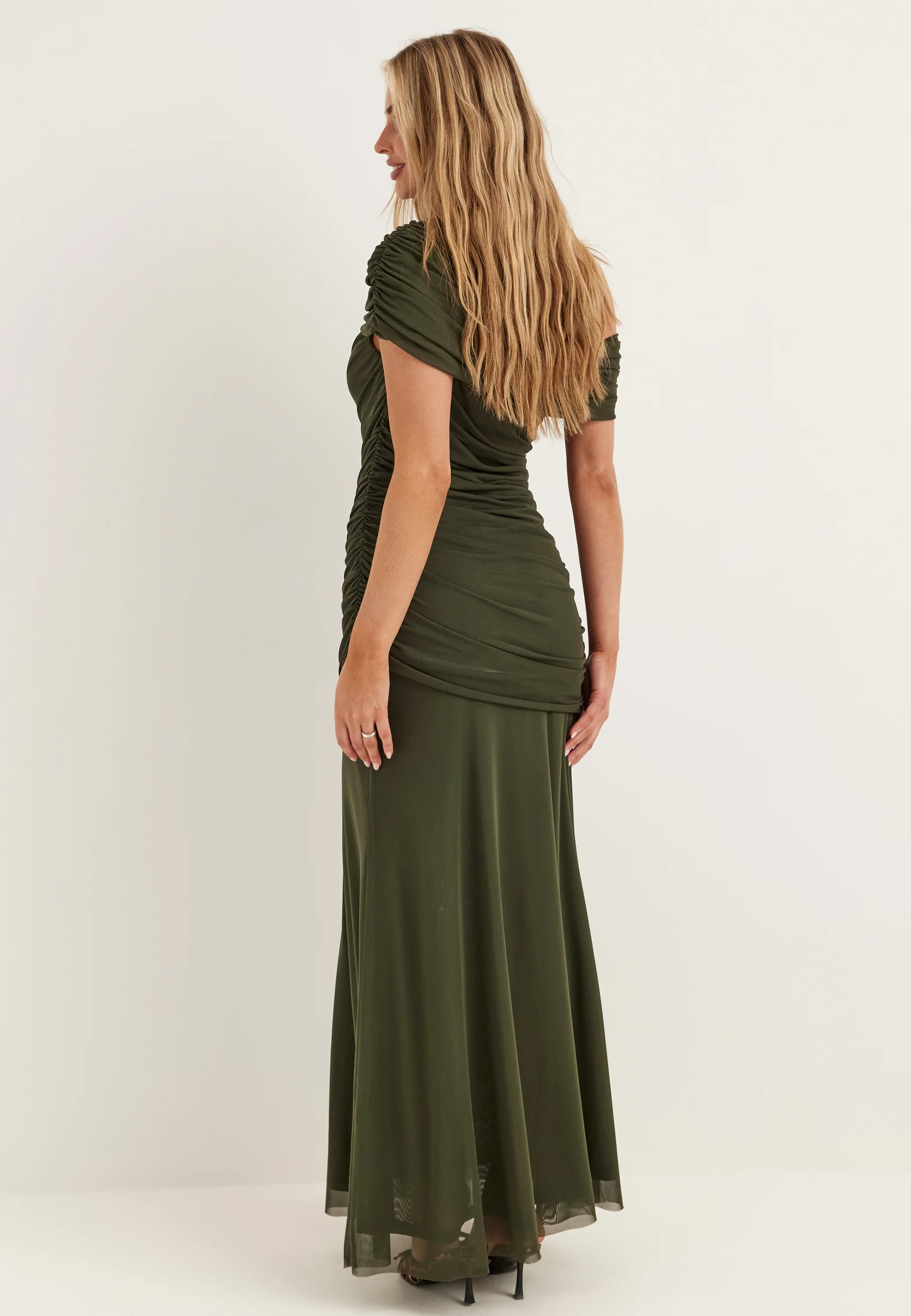 Off Shoulder Mesh Gown - Image 2