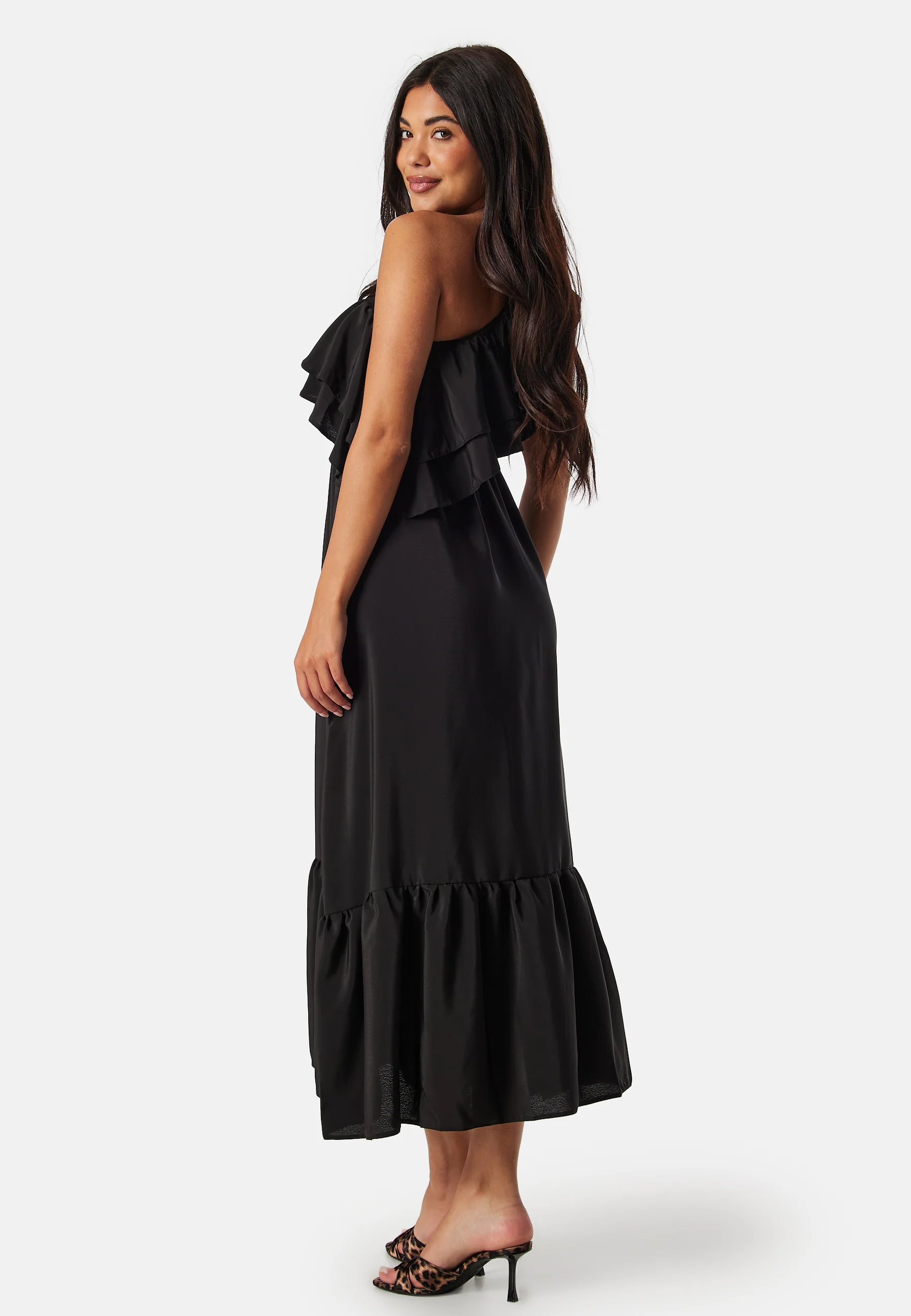 One Shoulder Ruffle Maxi Dress - Image 2