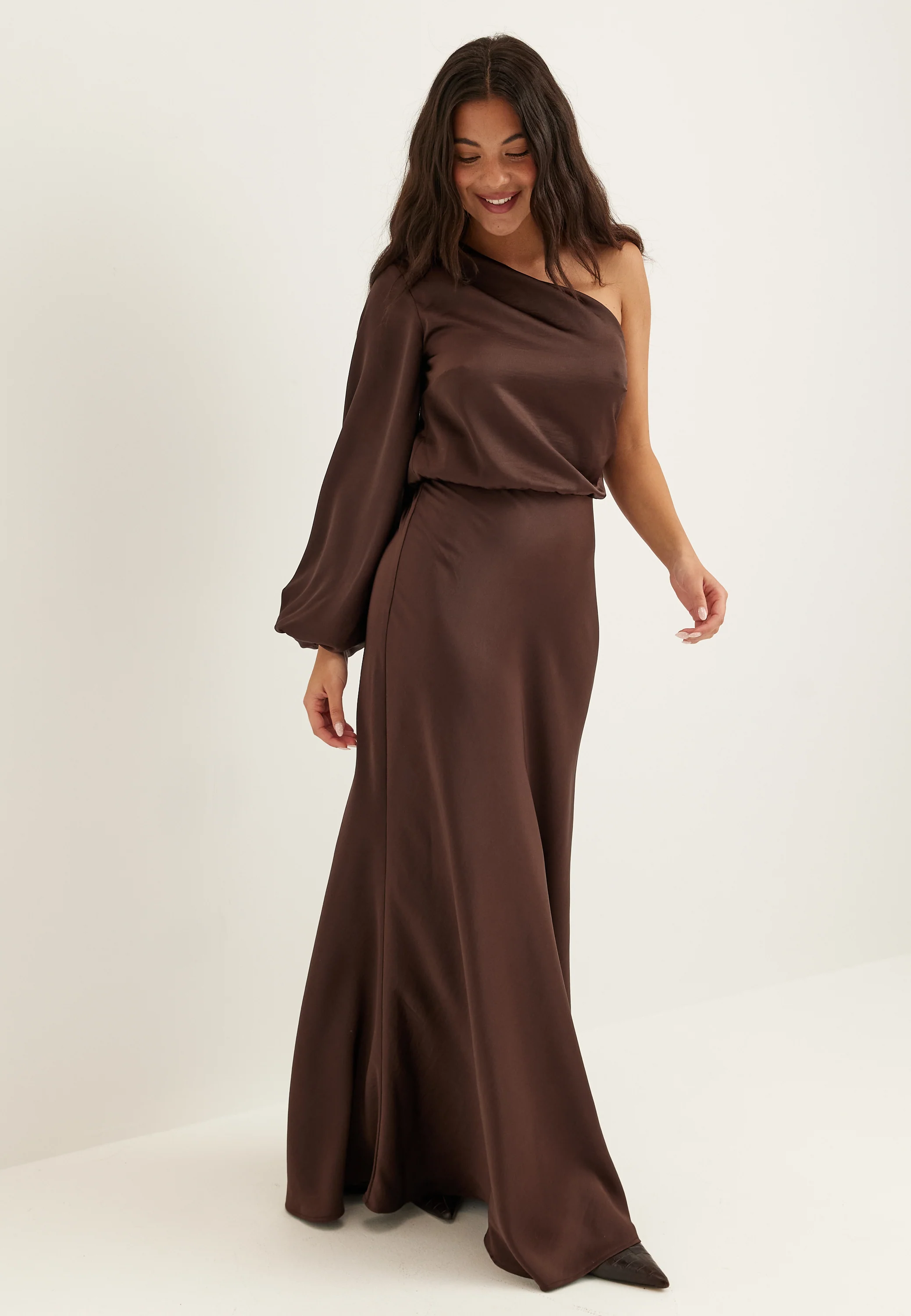 One Shoulder Satin Gown - Image 2