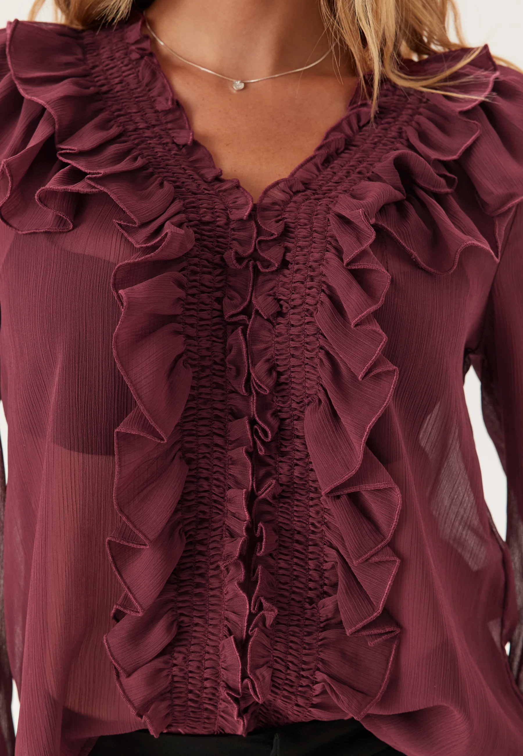 Onlanina Life Ls Ruffel V-neck - Image 4
